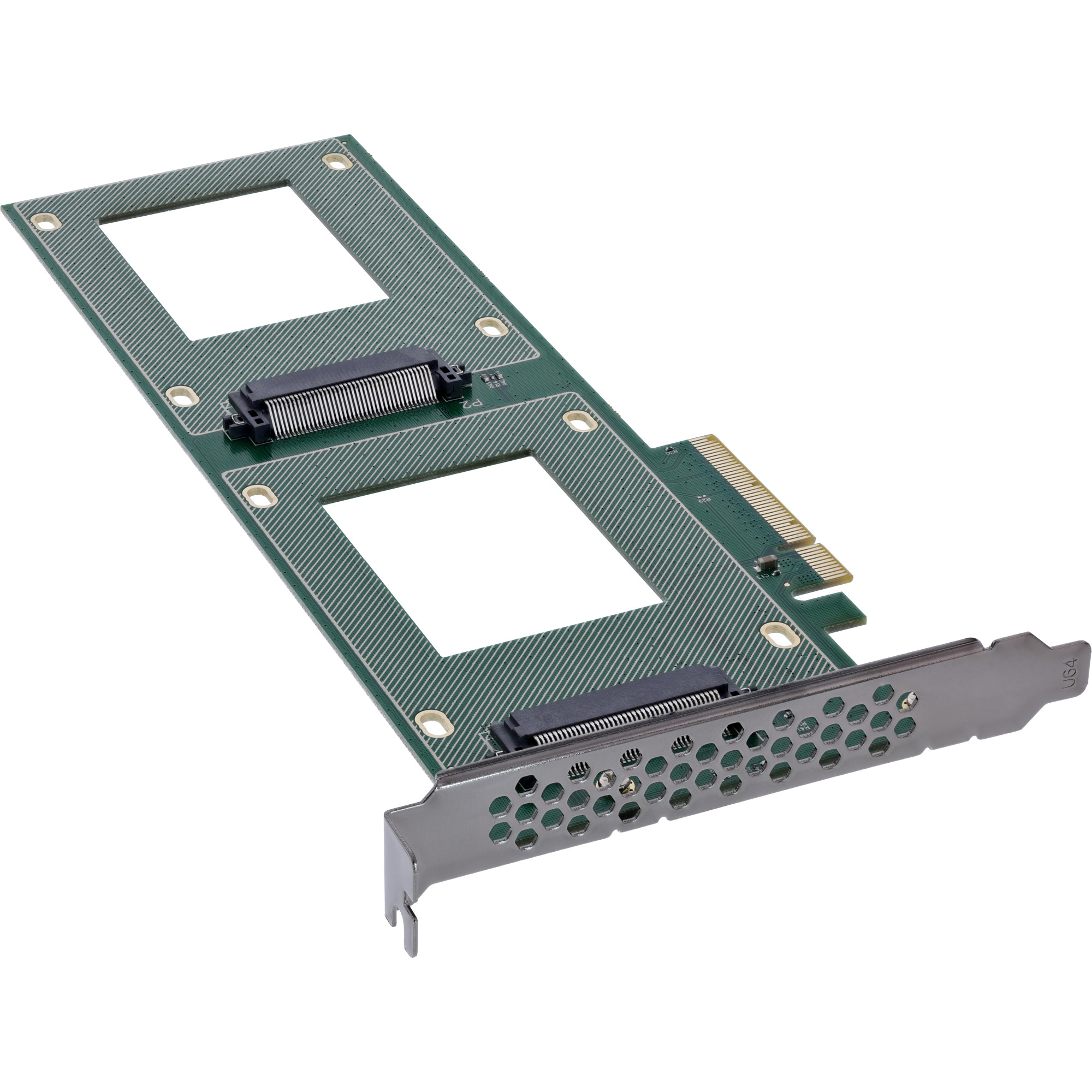 InLine PCIe Karte zu 2x intern U.2 NVMe SFF-8639 – Bifurcation - PCIe x8 - schmal