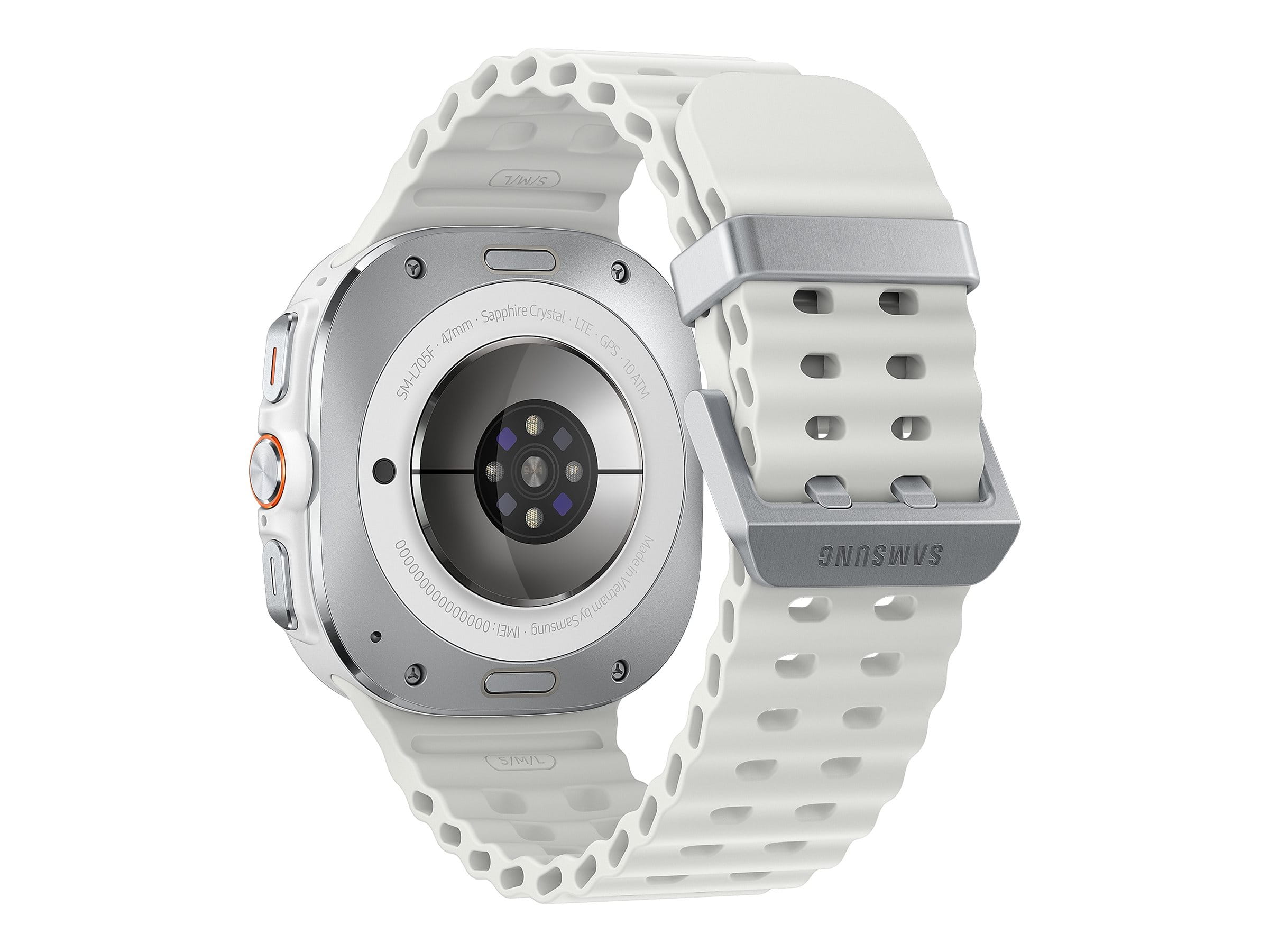 Samsung Galaxy Watch Ultra - 47 mm - Titanweiß - intelligente Uhr mit Marineband - Gummi - weiß - Bandgröße: S/M/L - Anzeige 3.73 cm (1.5")