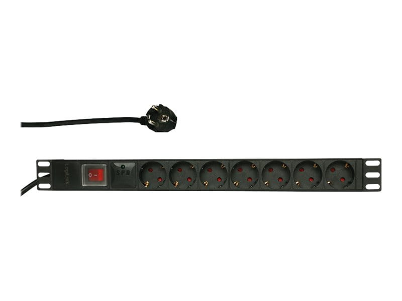 LogiLink Stromverteilungseinheit (Rack - einbaufähig) - Wechselstrom 250 V - 3500 Watt - Eingabe, Eingang power CEE 7/7 - Ausgangsanschlüsse: 7 (Stromversorgung)