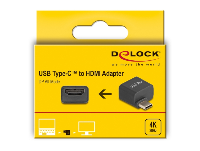 Delock Videoadapter - USB-C männlich zu HDMI weiblich - Schwarz - 4K30Hz (3840 x 2160)
