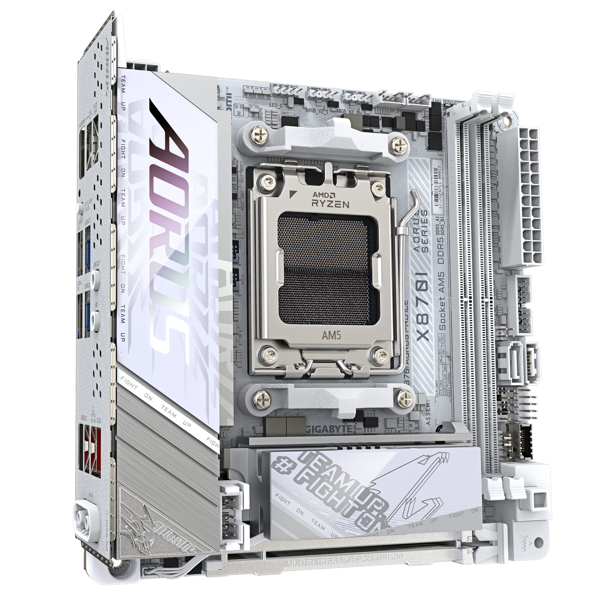 Gigabyte AORUS X870I PRO ICE - Motherboard - Mini-ITX - Socket AM5 - AMD X870 Chipsatz - USB4, USB-C 3.2 Gen2, USB 3.2 Gen 2, USB 3.2 Gen 1 - Wi-Fi 7, 2.5 Gigabit LAN, Bluetooth - Onboard-Grafik (CPU erforderlich)