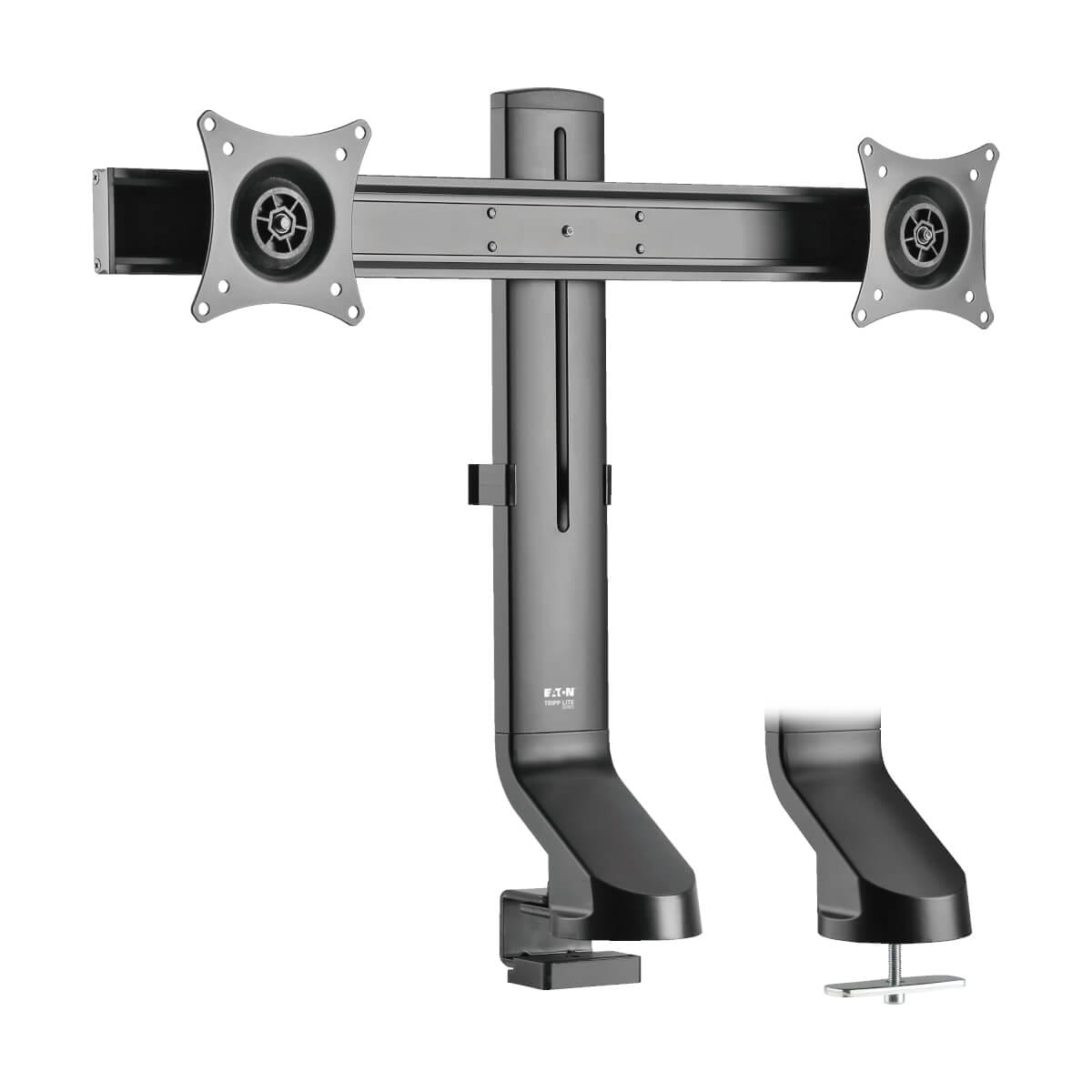 Tripp Eaton Tripp Lite Series Dual-Display Monitor Arm with Desk Clamp and Grommet - Height Adjustable, 17" to 27" Monitors - Befestigungskit - für 2 LCD-Displays - Stahl - Schwarz - Bildschirmgröße: 43.2-68.6 cm (17"-27")
