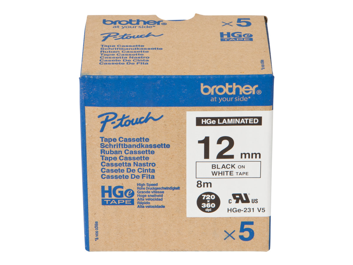 Brother HGE-231V5 - Schwarz auf Weiß - Rolle (1,2 cm x 8 m)