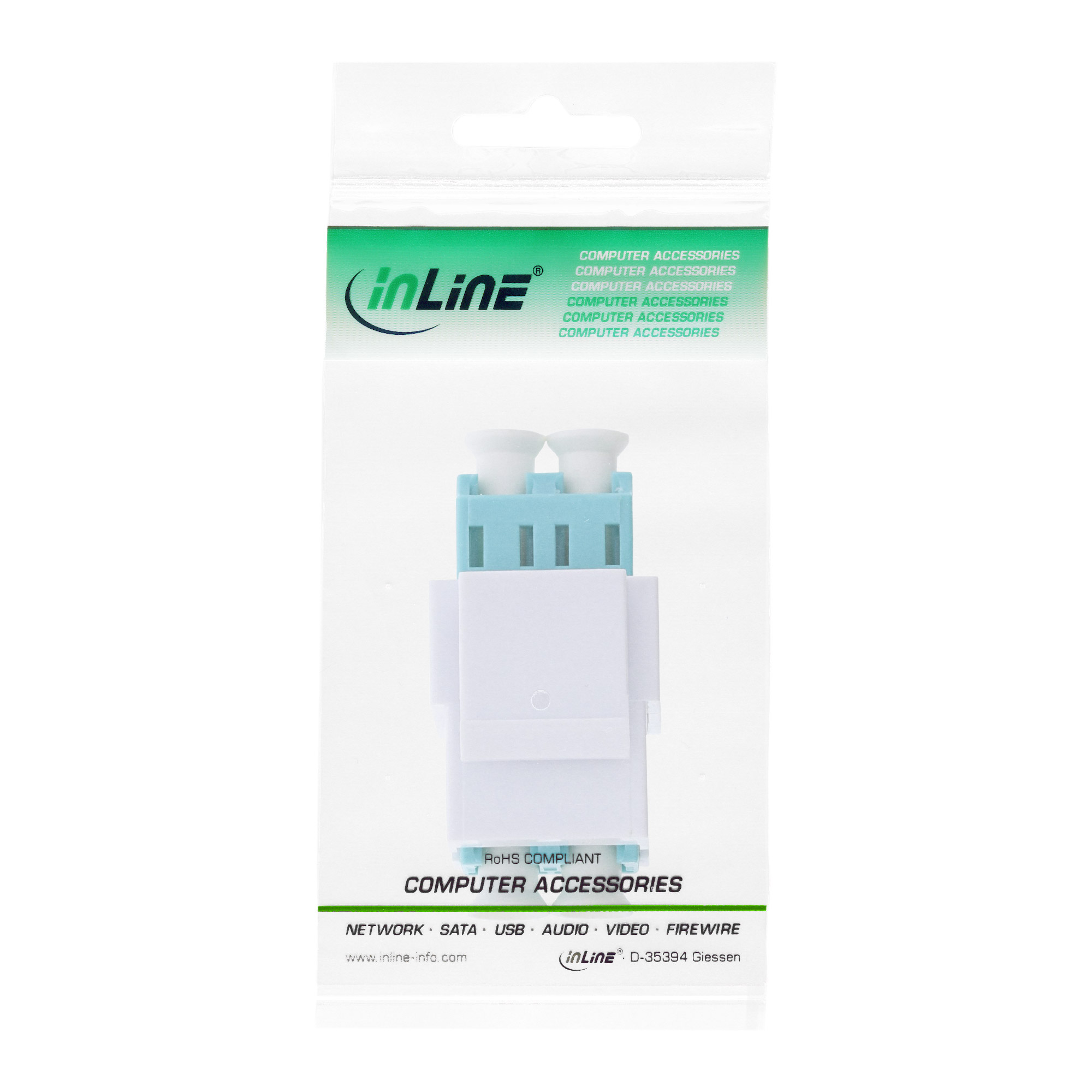 InLine LWL Keystone Snap-in Kupplung weiß - Duplex LC/LC - multimode - türkis