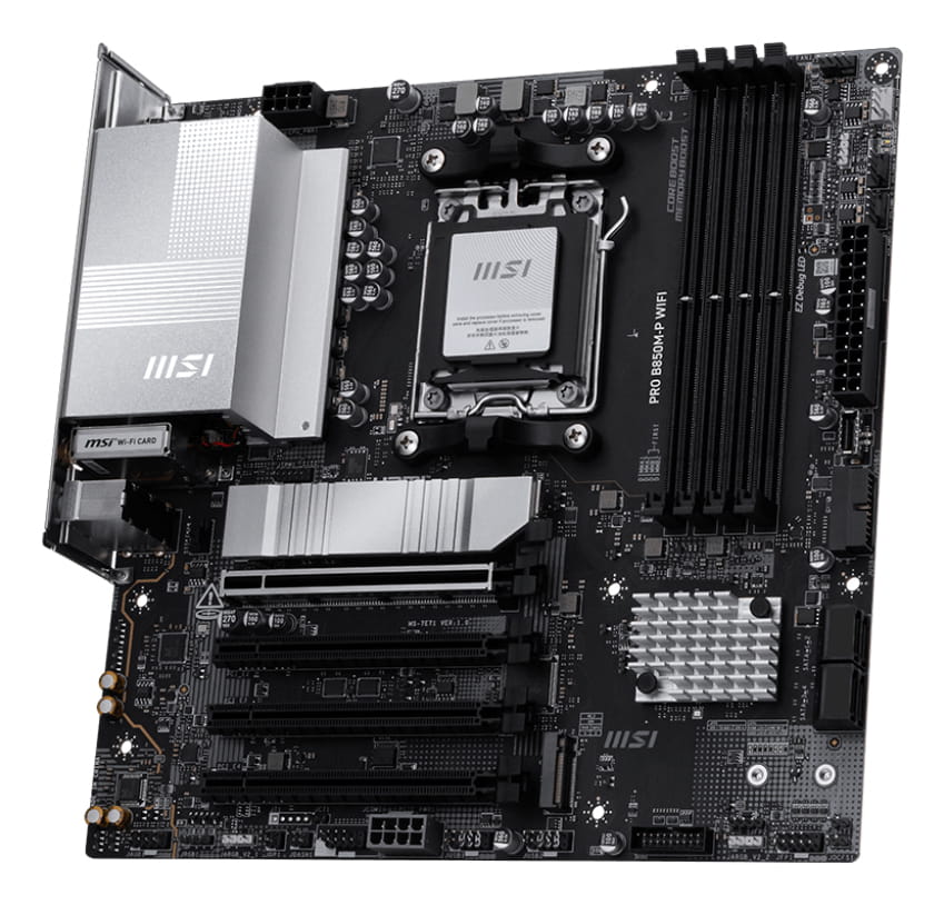 MSI PRO B850M-P WIFI - Motherboard - micro ATX - Socket AM5 - AMD B850 Chipsatz - USB 3.2 Gen 2, USB-C 3.2 Gen2, USB 3.2 Gen 1 - 5 Gigabit Ethernet, Wi-Fi 7, Bluetooth - Onboard-Grafik (CPU erforderlich)