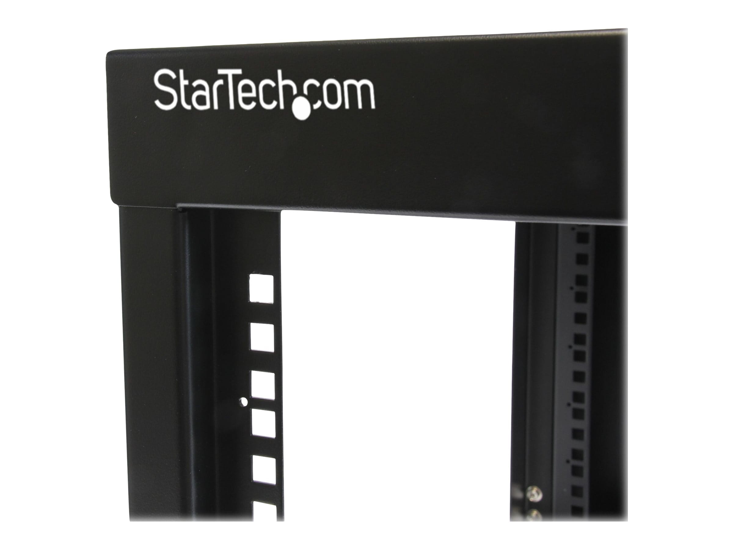 StarTech.com RK619WALLOH Serverschrank (6HE, zur Wandmontage, mit Scharnier, 56cm tief, open frame, 4 Post, Netzwerkschrank) - Schrank - geeignet für Wandmontage - Schwarz - 6U - 55.9 cm (22")