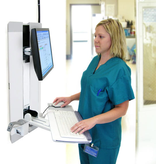Ergotron Befestigungskit (Tastaturablage, Handgelenkkissen, Maushalterung, vertikale Verstellschiene) - für LCD-Display / PC-Ausrüstung - Patientenzimmer - Stahl - weiß - Bildschirmgröße: bis zu 61 cm (bis zu 24 Zoll)