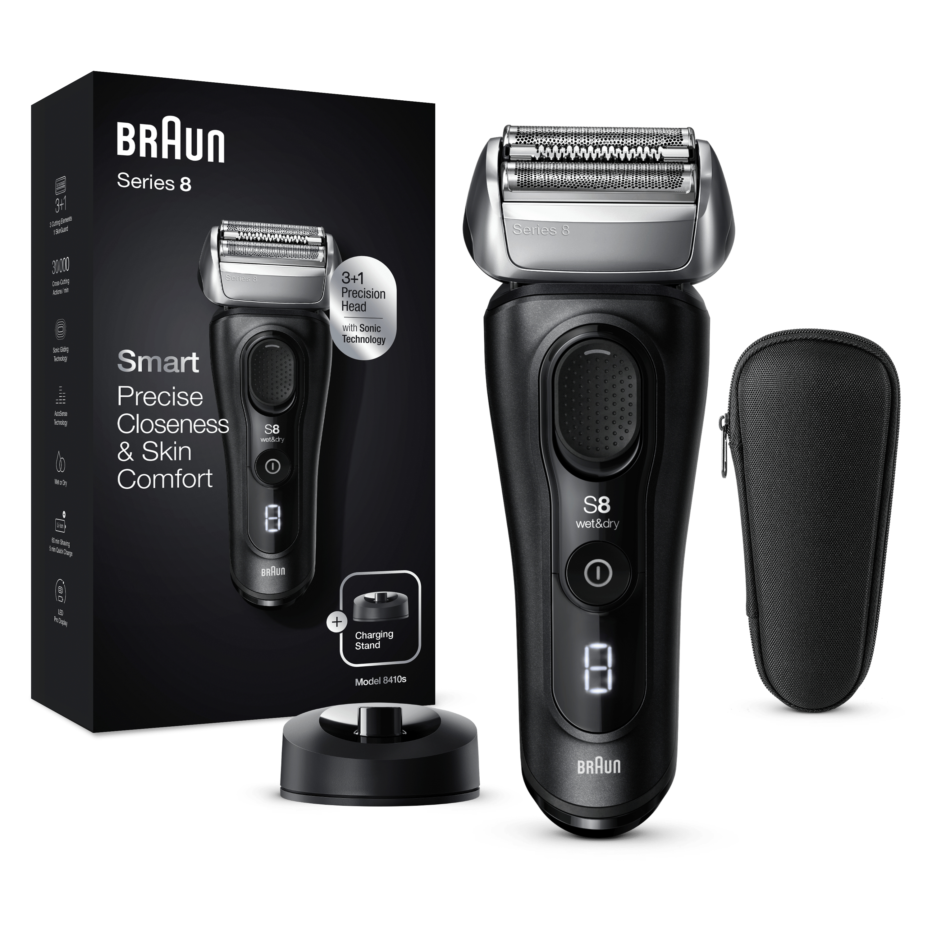 Braun Series 8 81747473, Folienschaber, Schwarz, LED, Akku, Lithium-Ion (Li-Ion), Integrierte Batterie