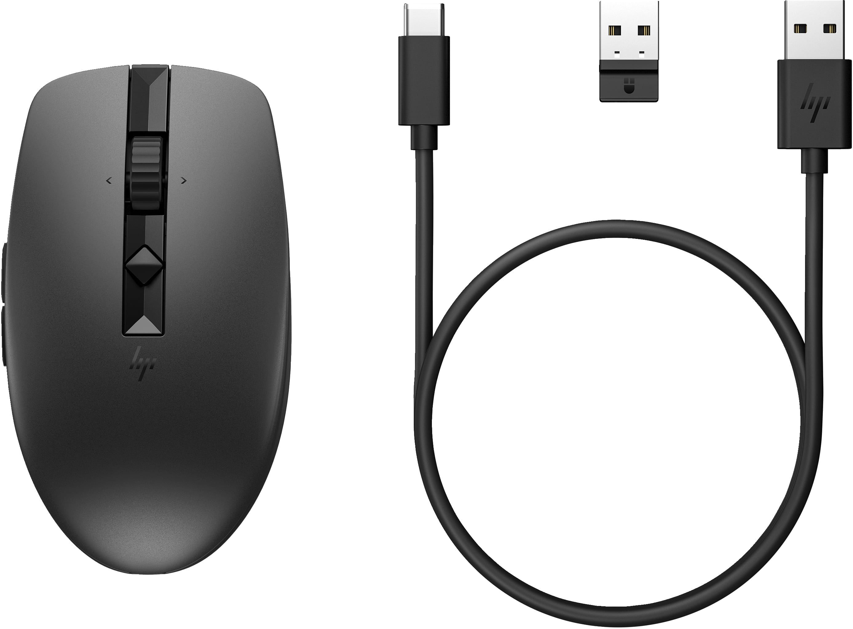 HP 710 - Maus - wiederaufladbar - 7 Tasten - kabellos - Bluetooth 5.3, 2.4 GHz - kabelloser Empfänger (USB)