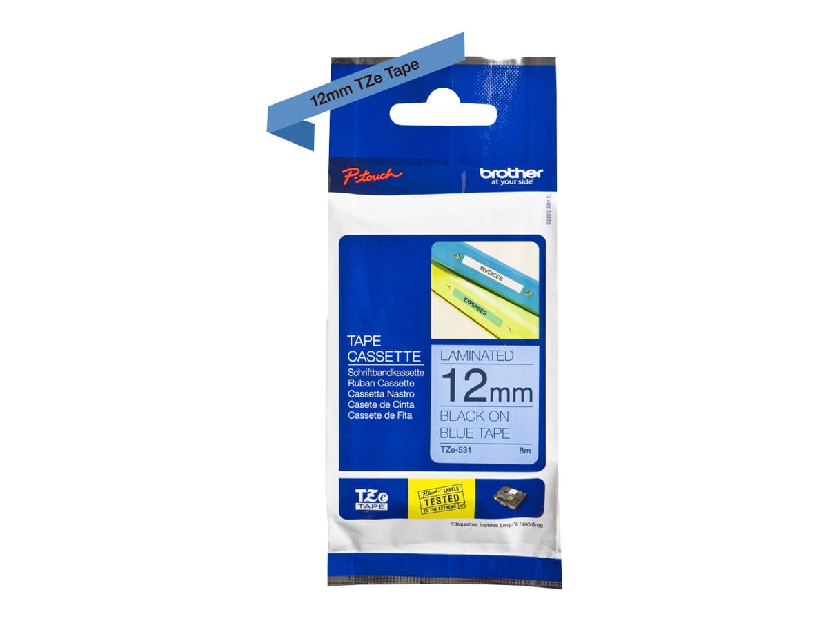 Brother TZe-531 - Schwarz auf Blau - Rolle (1,2 cm x 8 m)