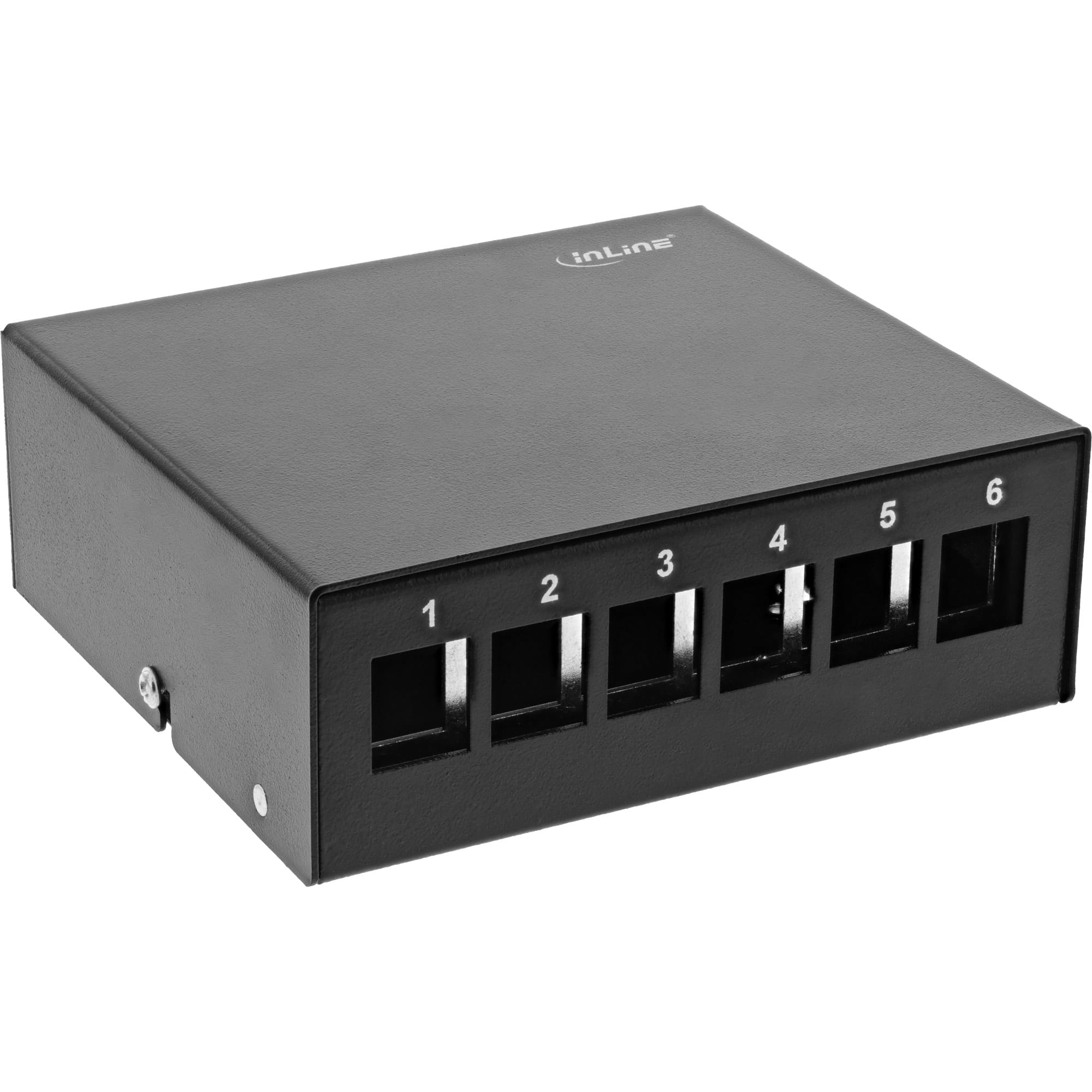 InLine Patchfeld-Dose Aufputz für 6x Keystone RJ45 - Metall - schwarz RAL9005