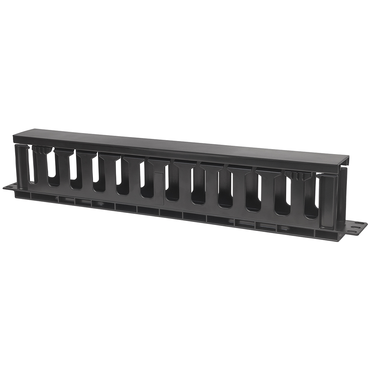 Intellinet Kabelmanagement für 19"-Schränke, 19"-Kabelführung, 1 HE, mit Abdeckung, schwarz - Rack-Kabelführungsplatte mit Abdeckung - Schwarz, RAL 9005 - 1U - 48.3 cm (19")