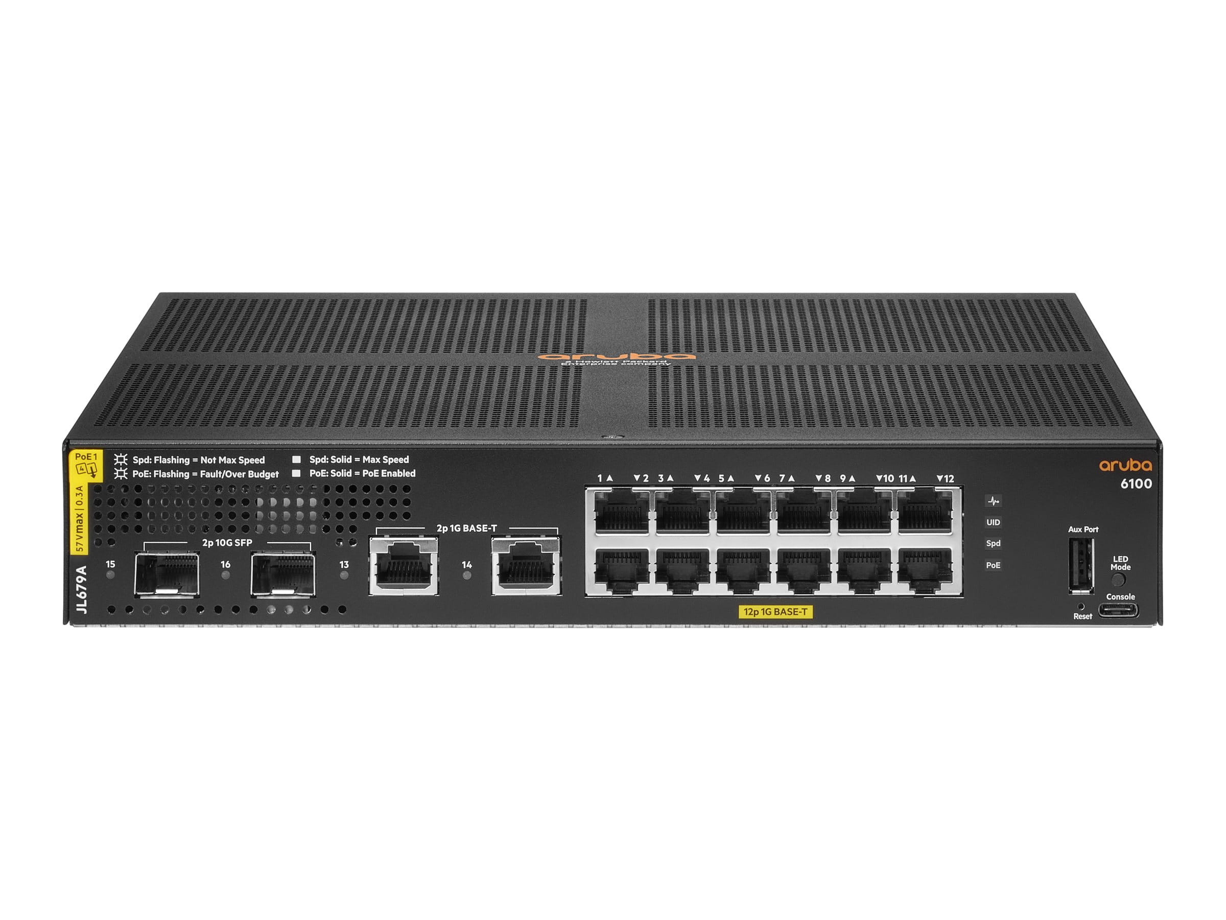 HPE Aruba Networking 6100 12G Class4 PoE 2G/2SFP+ 139W Switch - Switch - managed - 12 x 10/100/1000 (PoE+)
