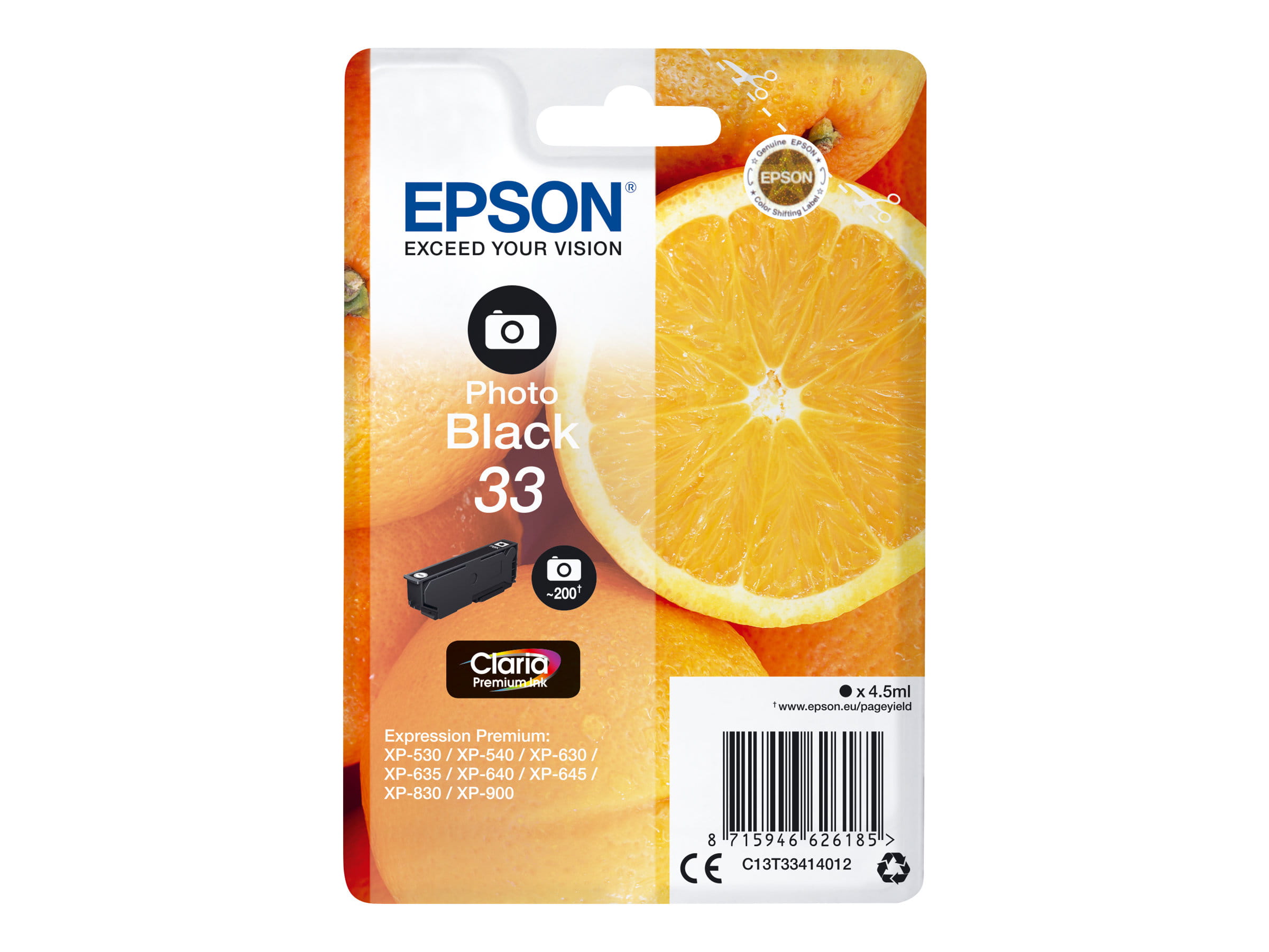 Epson 33 - 4.5 ml - Photo schwarz - original