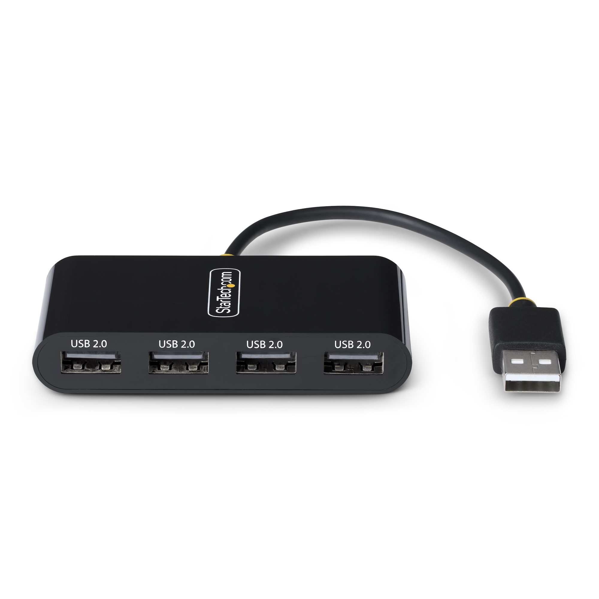 StarTech.com 4-Port USB 2.0 Hub, USB Bus Powered, Small Travel Mini USB Hub, USB 2.0 Splitter, Multi-Port Portable USB Hub, 480Mbps, Overcurrent Protection (OCP)
