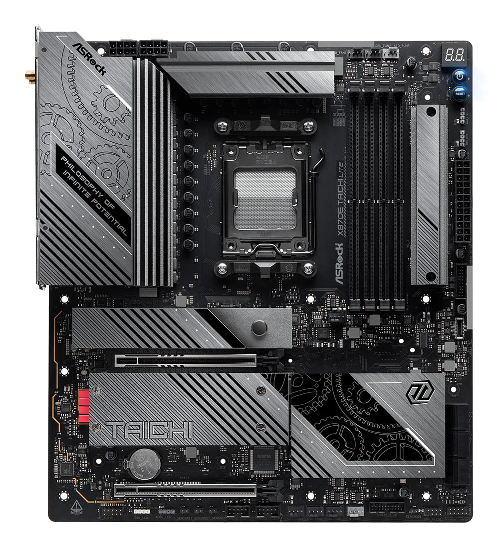 ASRock X870E Taichi Lite - Motherboard - E-ATX - Socket AM5 - AMD X870E Chipsatz - USB4, USB 3.2 Gen 1, USB 3.2 Gen 2, USB-C 3.2 Gen 2x2 - 5 Gigabit Ethernet, Wi-Fi 7, Bluetooth - Onboard-Grafik (CPU erforderlich)
