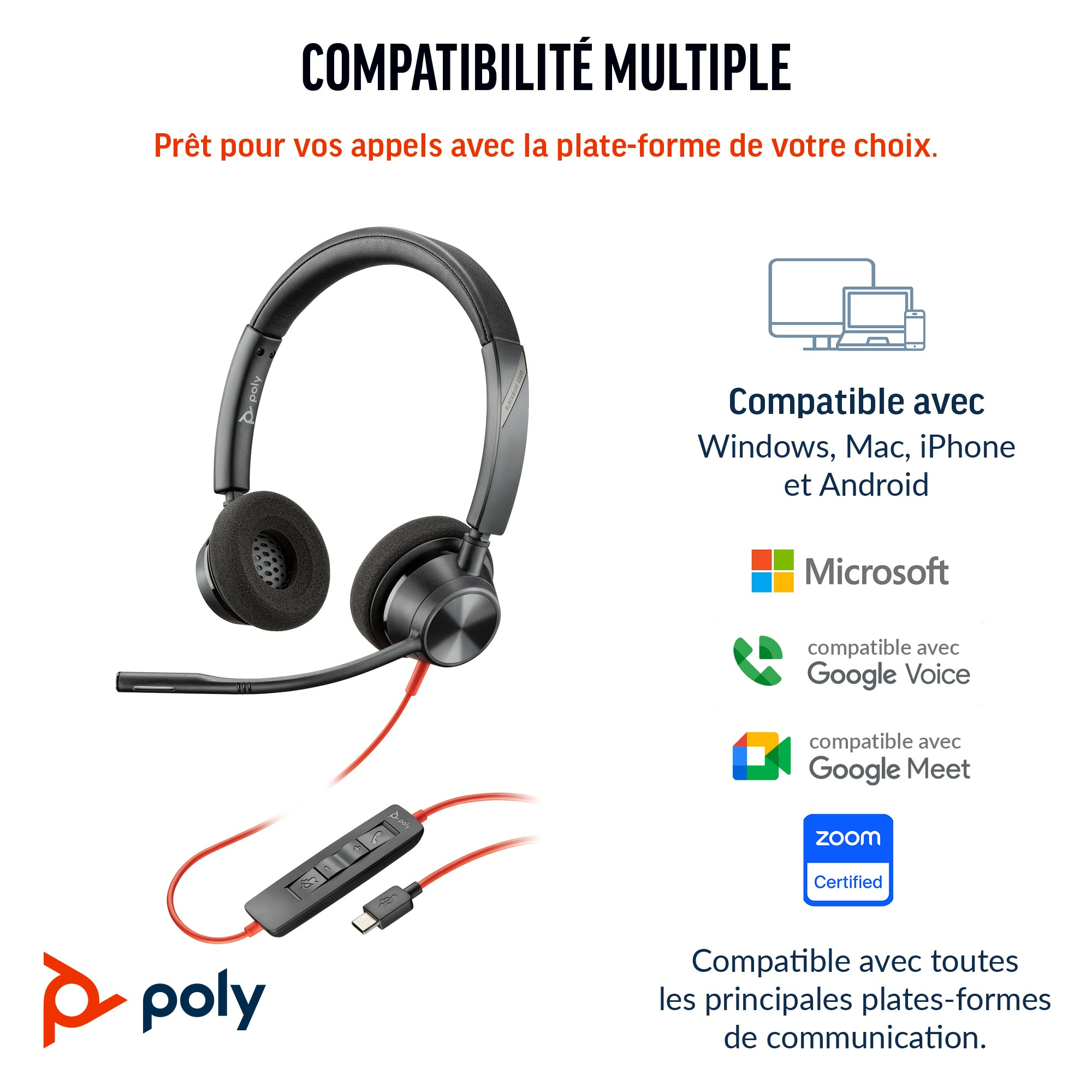 Poly Blackwire 3320 - Blackwire 3300 series - Headset