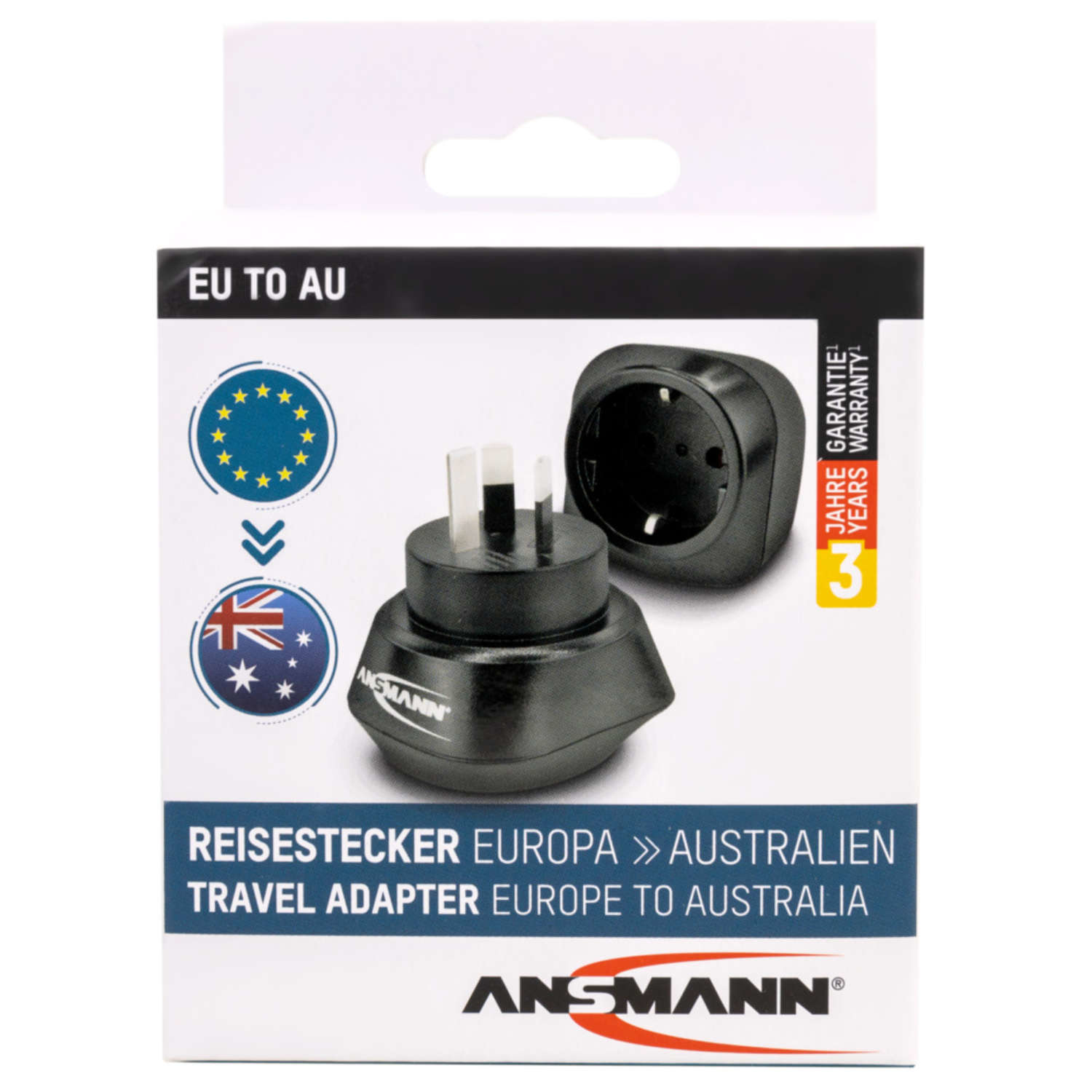 Ansmann 1250-0033, Typ I (AU), Typ C (Euro-Stecker), Gerade, Gerade, 250 V, 10 A