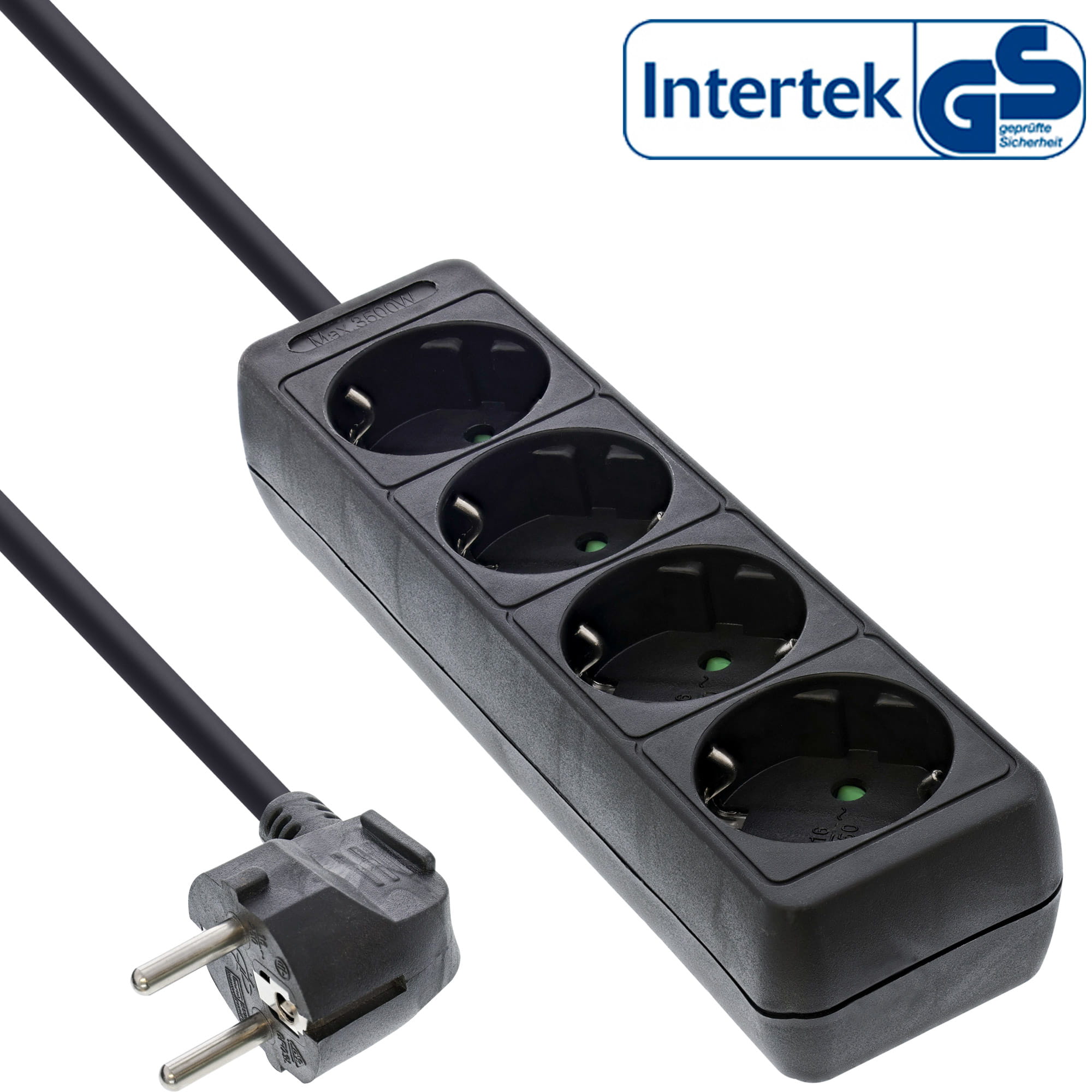 InLine Steckdosenleiste - 4-fach Schutzkontakt schwarz - 3m