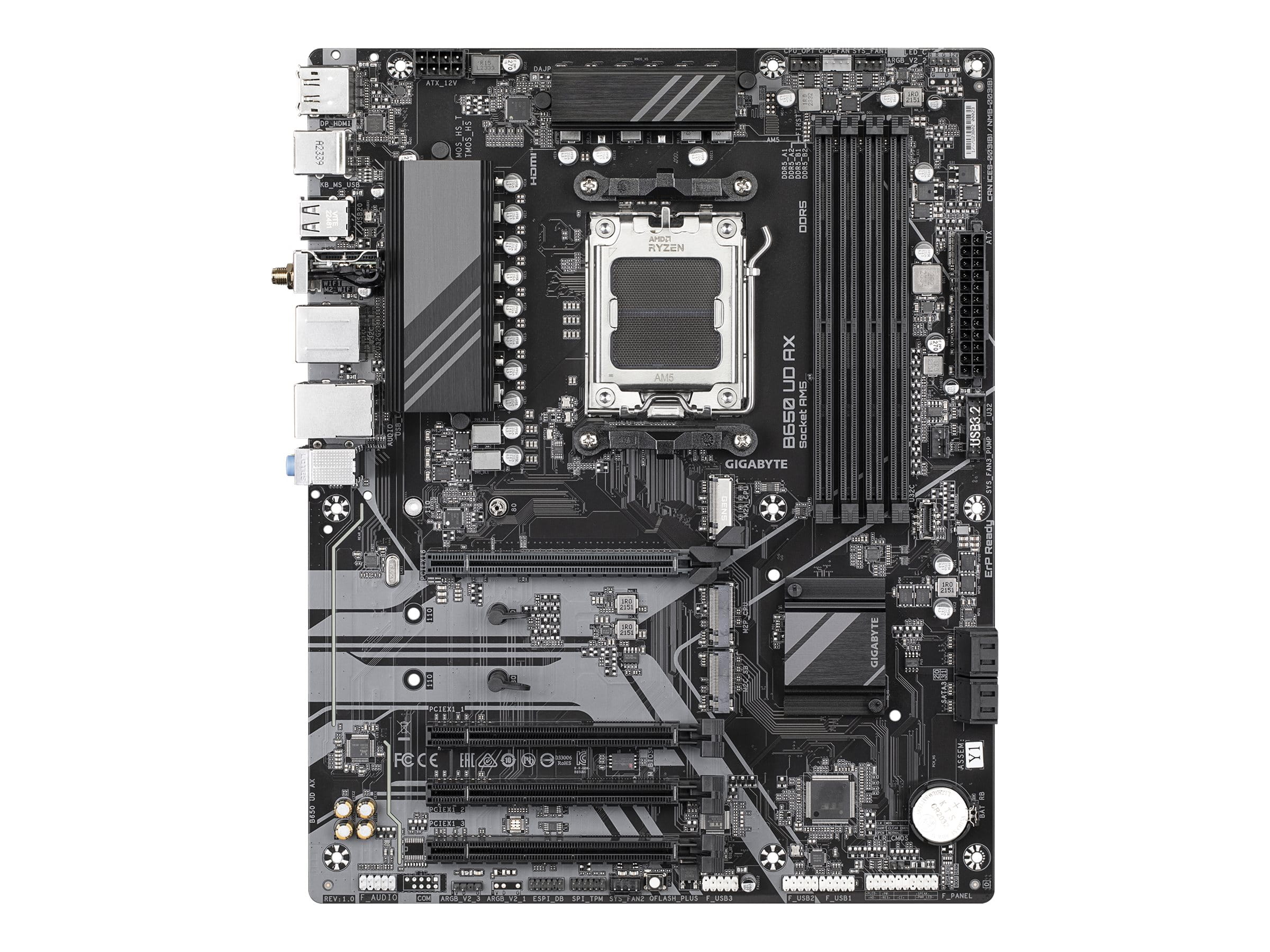 Gigabyte B650 UD AX - 1.0 - Motherboard - ATX - Socket AM5 - AMD B650 Chipsatz - USB-C 3.2 Gen 1, USB 3.2 Gen 2, USB 3.2 Gen 1 - Wi-Fi 6, Gigabit LAN, Bluetooth - Onboard-Grafik (CPU erforderlich)