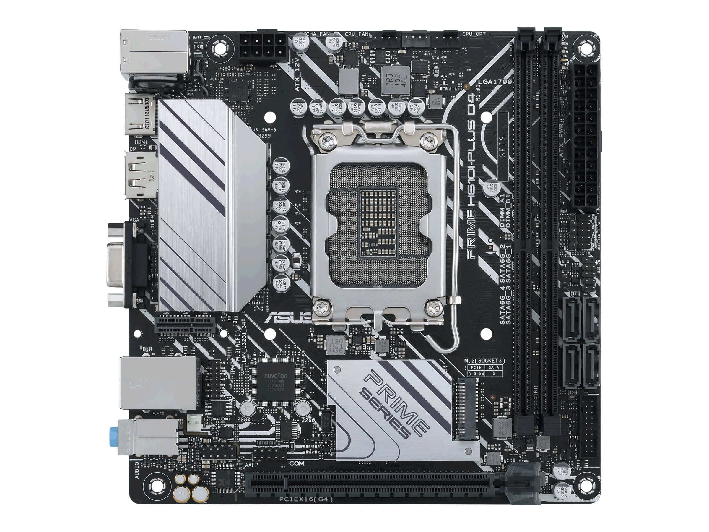 ASUS PRIME H610I-PLUS D4-CSM - Motherboard - Mini-ITX - LGA1700 Sockel - H610 Chipsatz - USB 3.2 Gen 1 - Gigabit LAN - Onboard-Grafik (CPU erforderlich)
