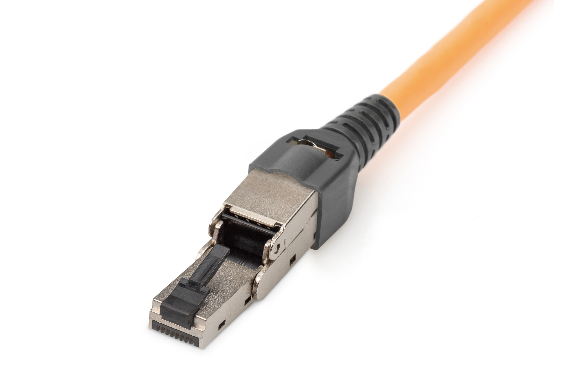 DIGITUS CAT 6A Feldstecker abwinkelbar,  STP mit Staubschutzkappe, Knickschutz