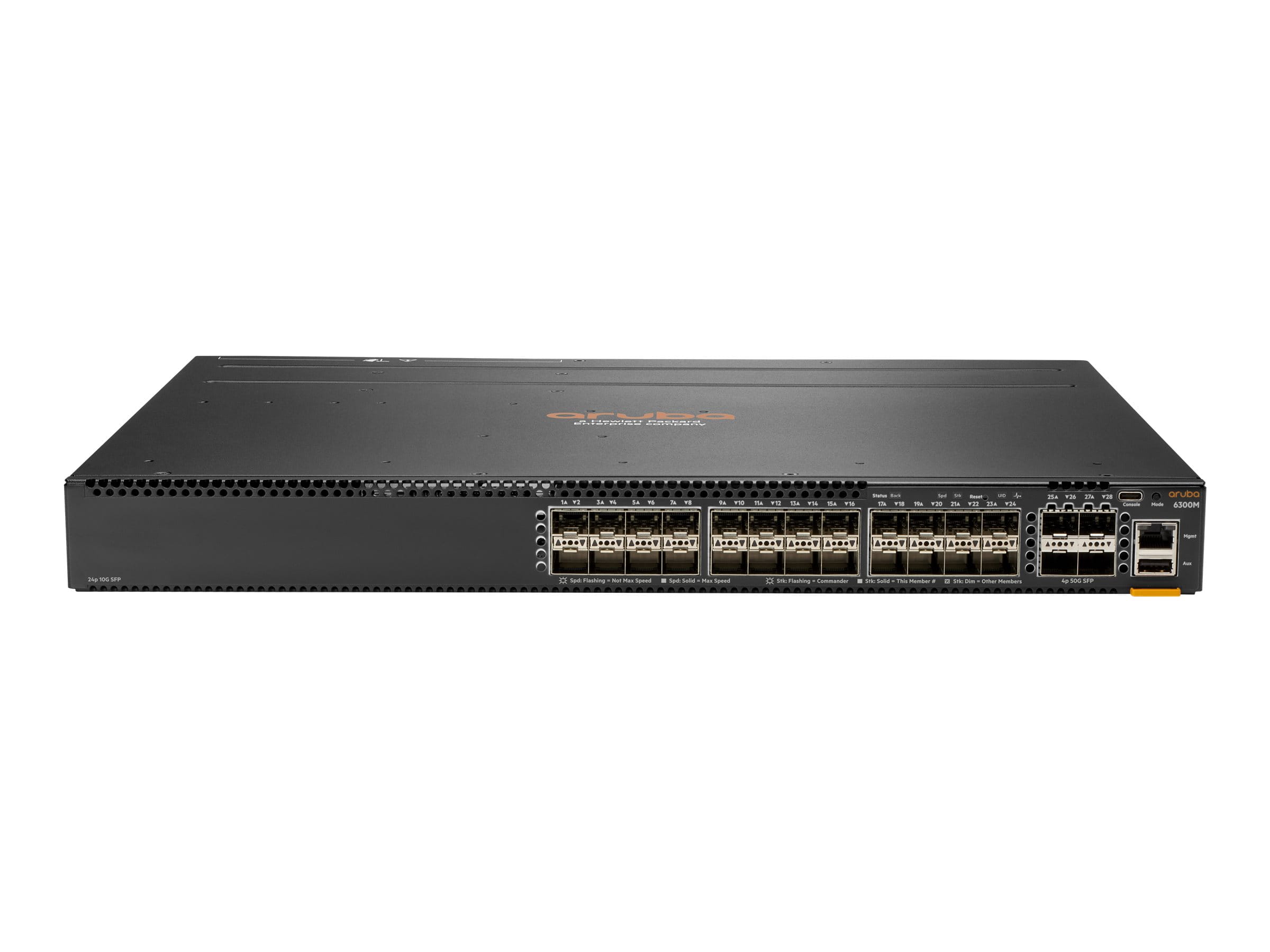 HPE Aruba Networking 6300M - Switch - L3 - managed - 24 x 1 Gigabit / 10 Gigabit SFP+ + 4 x 1 Gigabit / 10 Gigabit / 25 Gigabit / 50 Gigabit SFP56 (Uplink / Stacking) HPE Aruba Networking 6300M - Switch - L3 - managed - 24 x 1 Gigabit / 10 Gigabit SFP+ + 4 x 1 Gigabit / 10 Gigabit / 25 Gigabit / 50 Gigabit SFP56 (Uplink / Stacking)