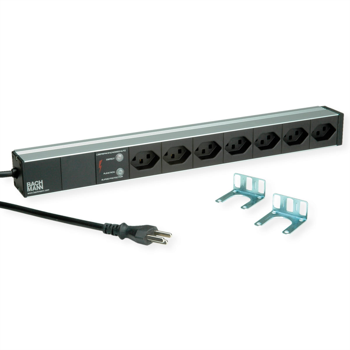 Bachmann 19" Steckdosenleiste 7xT23 CHÜS schwarz L wiederanschl. - - 3 - - 3 - Steckdosenleiste - 3 m