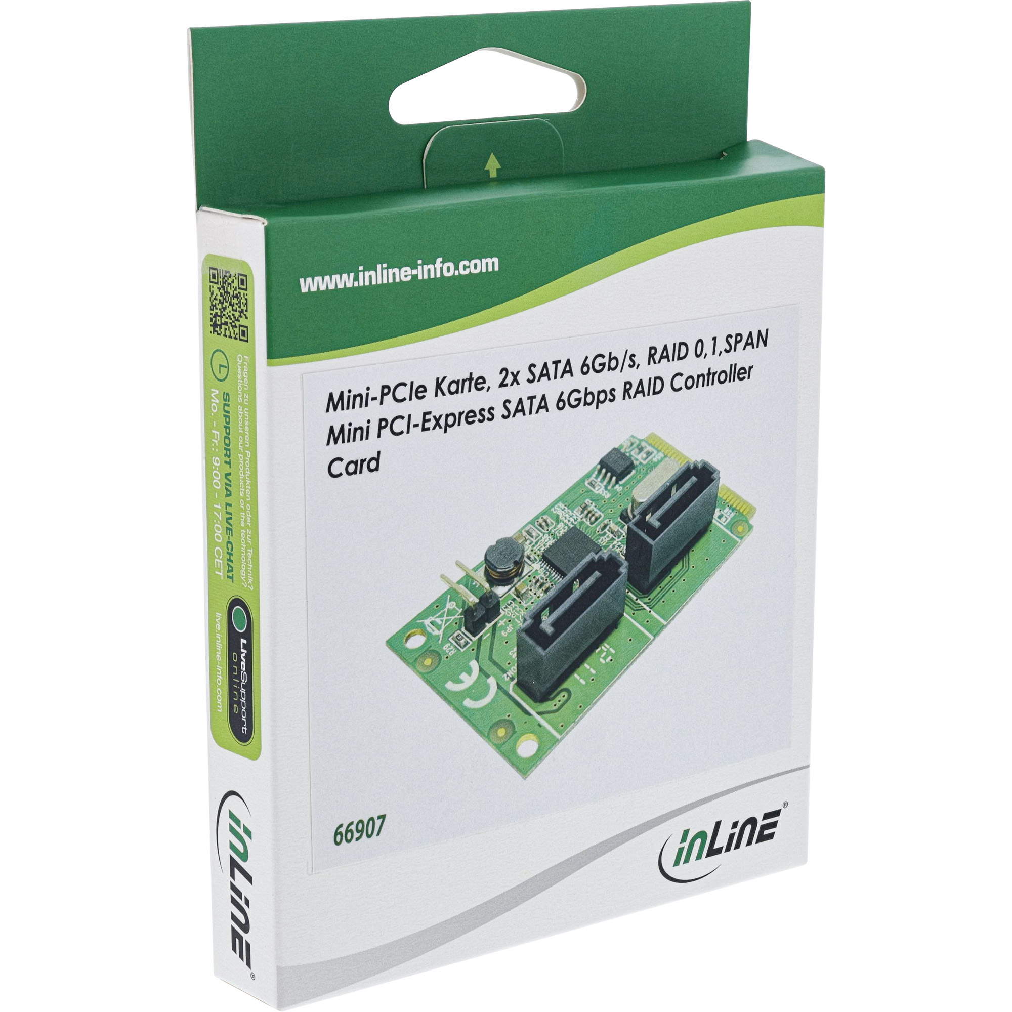 InLine Mini-PCIe 2.0 Karte - 2x SATA 6Gb/s - RAID 0,1,SPAN