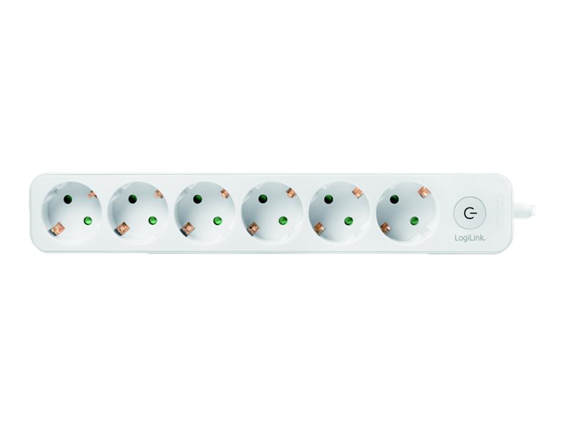 LogiLink Steckdosenleiste - Wechselstrom 250 V - 3680 Watt - Eingabe, Eingang Stromversorgung - Ausgangsanschlüsse: 6 (6 x Leistungs-CEE 7/3)
