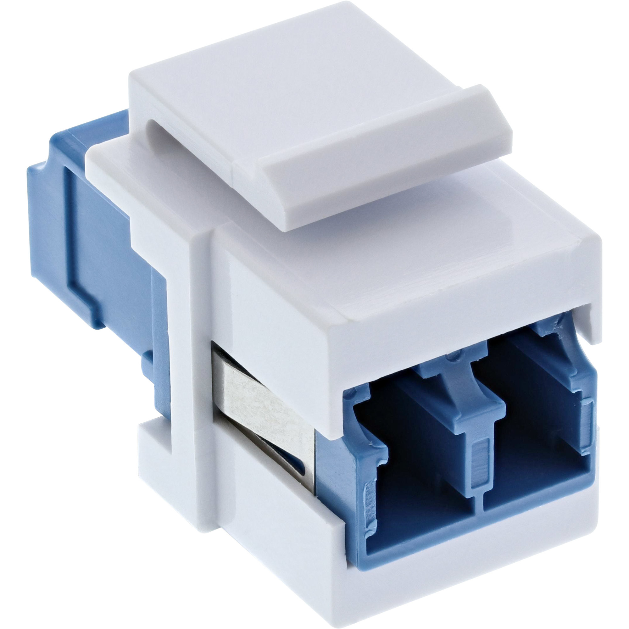InLine LWL Keystone Snap-in Kupplung weiß - Duplex LC/LC - SM - blau - Keramikhülse