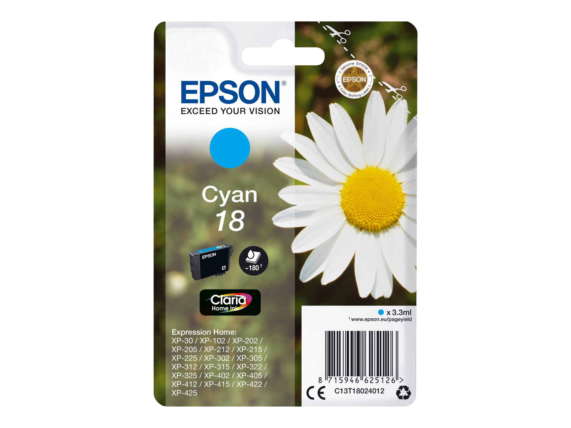 Epson 18 - 3.3 ml - Cyan - original - Tintenpatrone