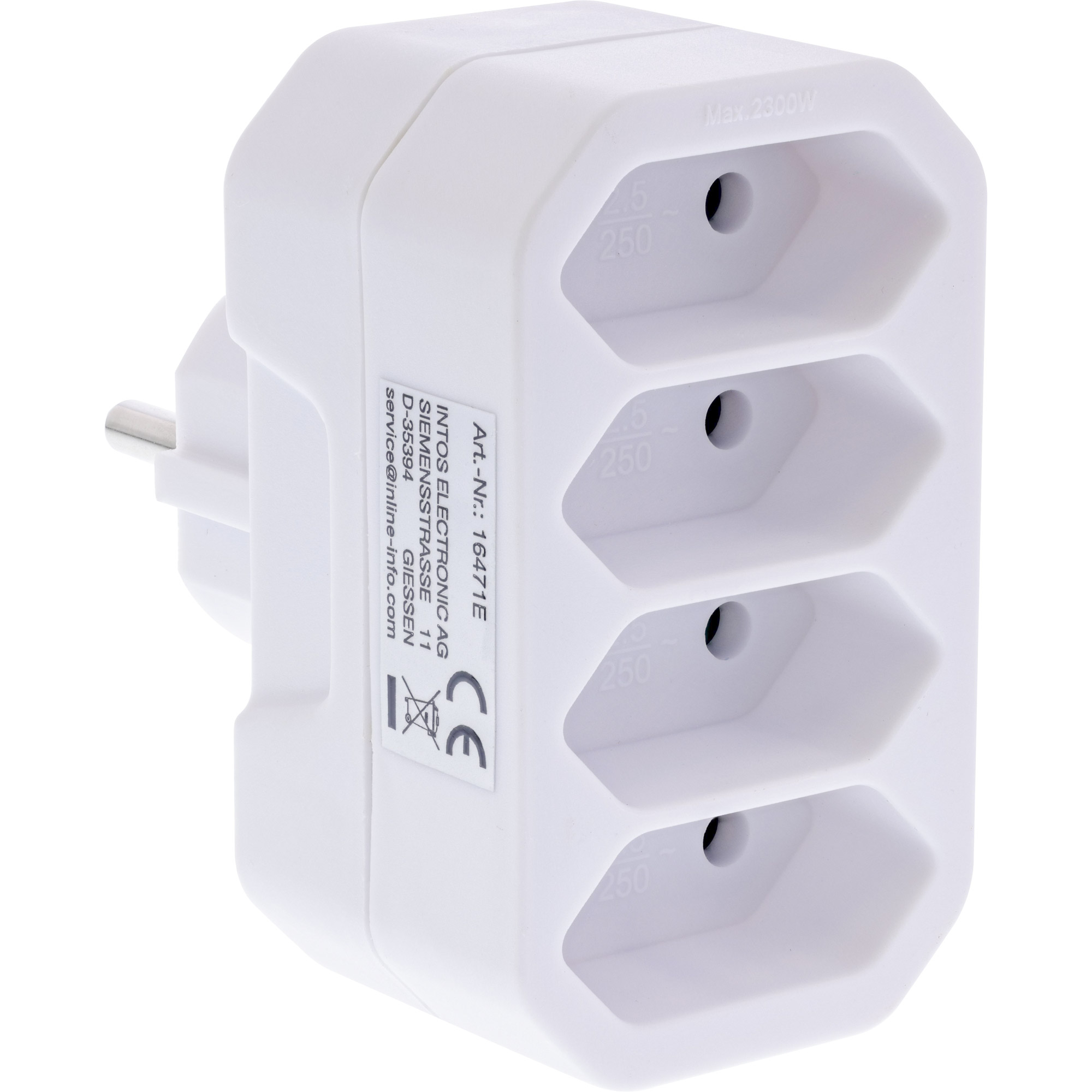 InLine Steckdosenadapter - Schutzkontakt-Stecker auf 4x Eurobuchse