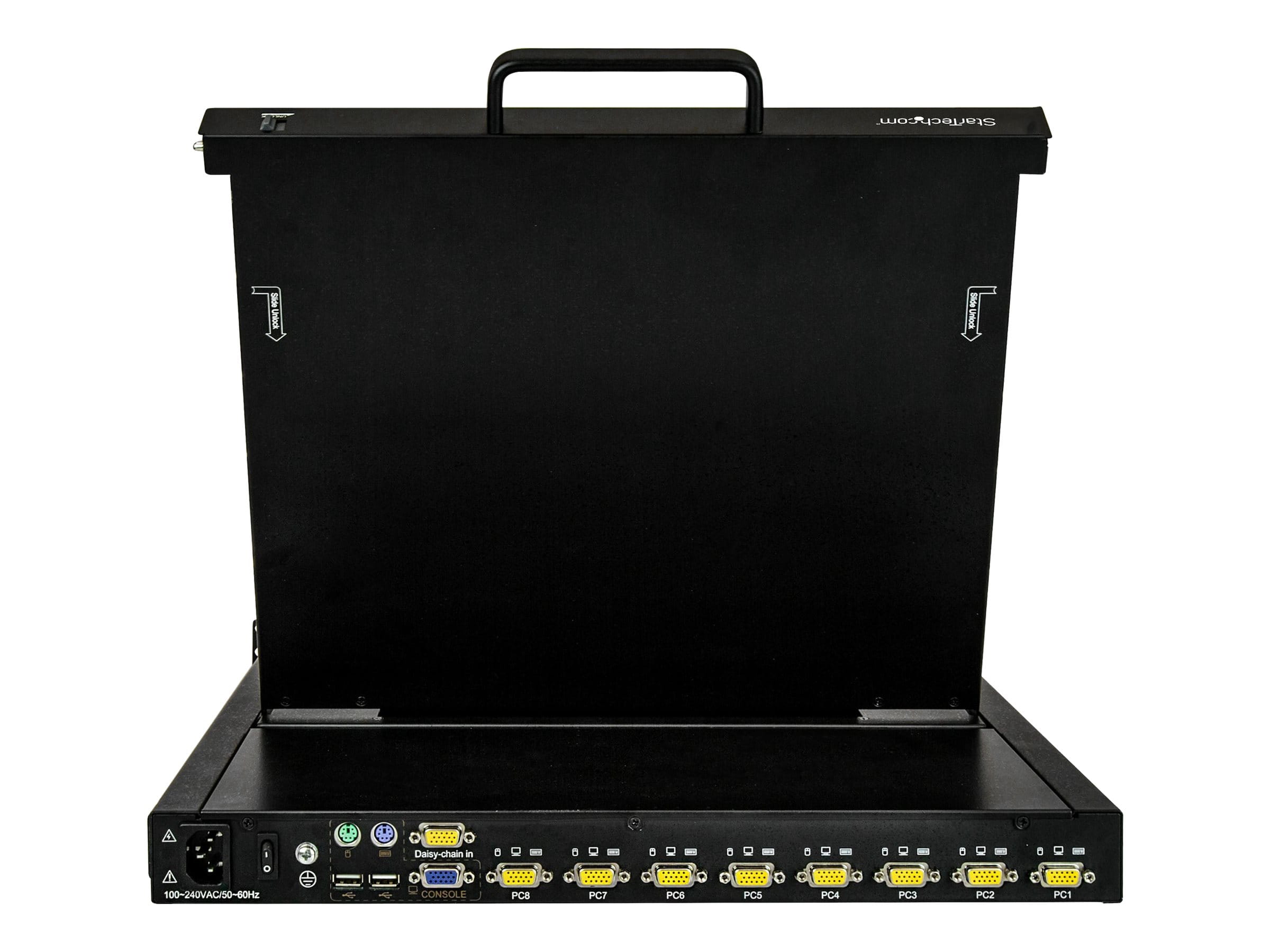 StarTech.com 8 Port Rack KVM Konsole mit 1,8 m Kabeln - US Tastatur(QWERTY), Integrierter KVM Switch mit 17" LCD Monitor - 1HE LCD KVM Konsole - OSD KVM - 50.000 MTBF - USB + VGA(RKCONS1708K) - KVM-Konsole mit KVM-Switch - 8 Anschlüsse - USB - 43.2 cm (
