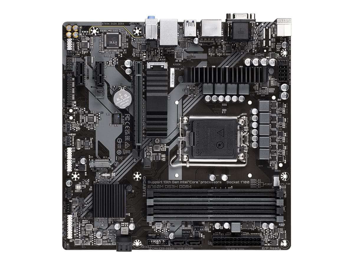 Gigabyte B760M DS3H DDR4 - 1.0 - Motherboard - micro ATX - LGA1700 Sockel - B760 Chipsatz - USB 3.2 Gen 2, USB 3.2 Gen 1, USB-C 3.2 Gen2 - 2.5 Gigabit LAN - Onboard-Grafik (CPU erforderlich)