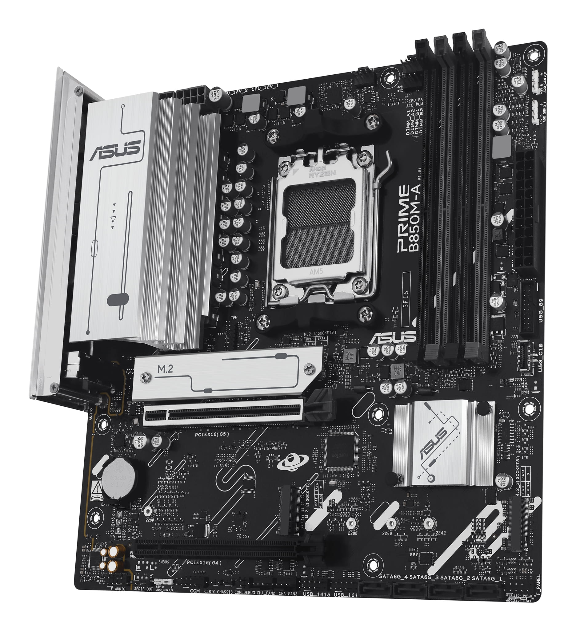 ASUS PRIME B850M-A-CSM - Motherboard - micro ATX - Socket AM5 - AMD B850 Chipsatz - USB 3.2 Gen 2, USB 3.2 Gen 1, USB-C 3.2 Gen 1 - 2.5 Gigabit LAN - Onboard-Grafik (CPU erforderlich)