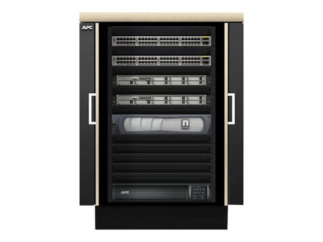 APC NetShelter CX - Schrank - mit Stromverteilungseinheit - helle Eiche - 18U - 48.3 cm (19")