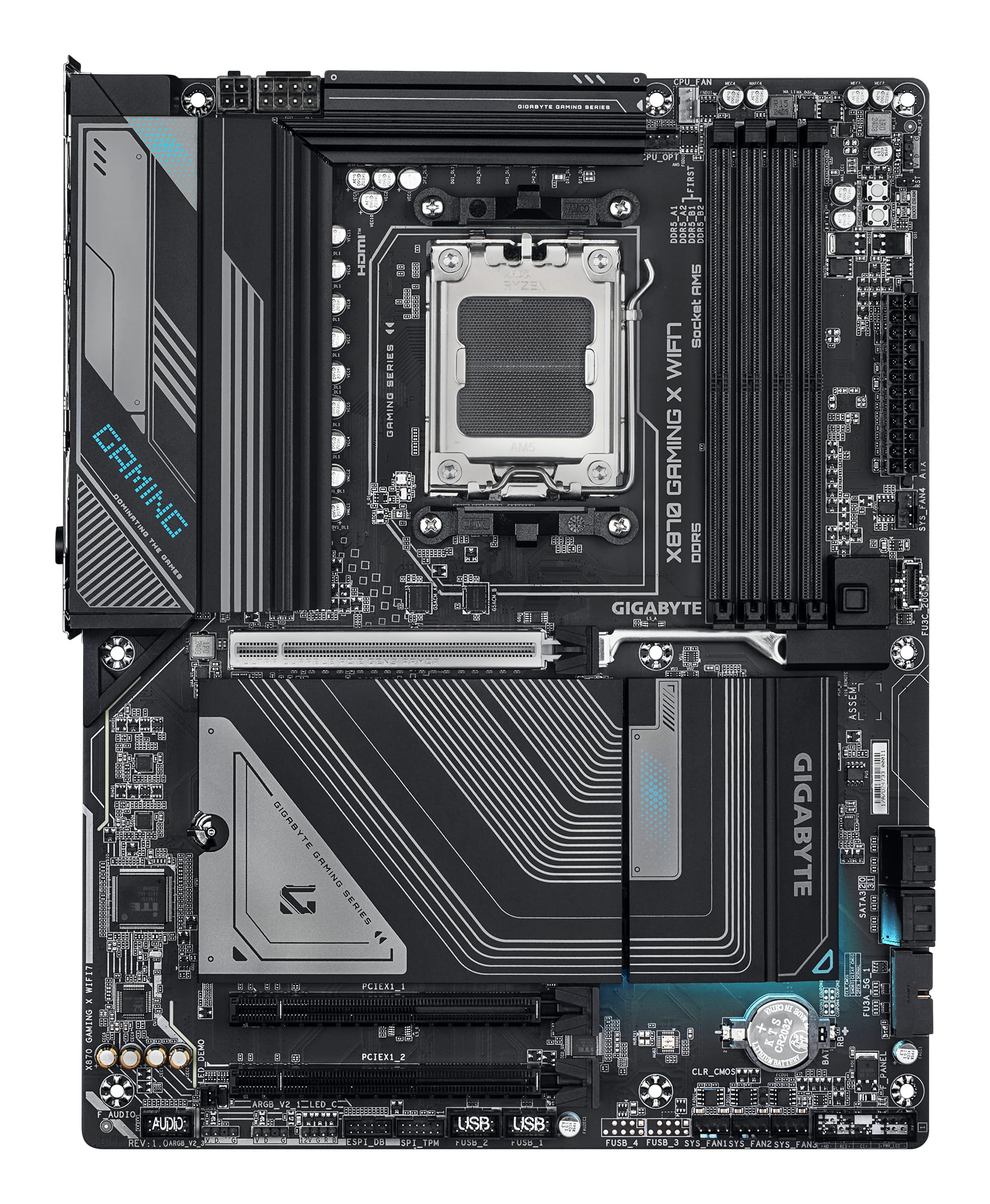 Gigabyte X870 GAMING X WIFI7 - Motherboard - ATX - Socket AM5 - AMD X870 Chipsatz - USB-C 3.2 Gen 2x2, USB4, USB 3.2 Gen 1, USB 3.2 Gen 2 - 2.5 Gigabit LAN, Bluetooth, Wi-Fi 7 - Onboard-Grafik (CPU erforderlich)