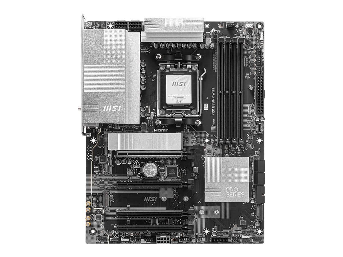 MSI PRO B850-P WIFI - Motherboard - ATX - Socket AM5 - AMD B850 Chipsatz - USB 3.2 Gen 2, USB-C 3.2 Gen2, USB 3.2 Gen 1 - 5 Gigabit Ethernet, Wi-Fi 7 - Onboard-Grafik (CPU erforderlich)