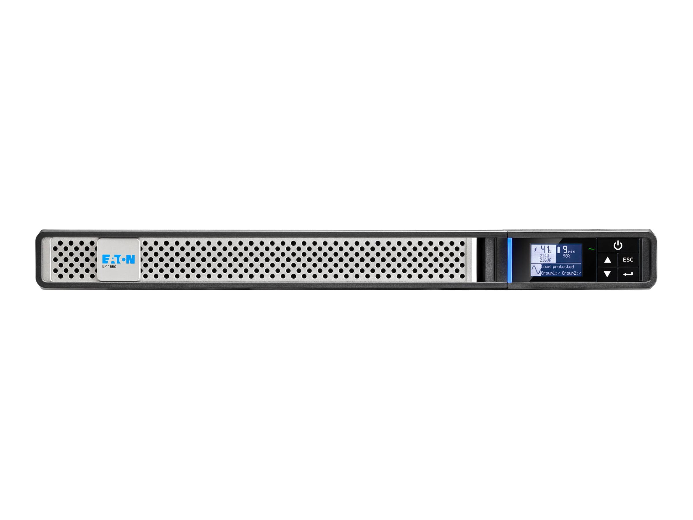 Eaton 5P 1550iR - Gen 2 - USV (Rack - einbaufähig) - Wechselstrom 200/208/220/230/240 V - 1350 Watt - 1550 VA - 1-phasig - 9 Ah - RS-232, USB - Ausgangsanschlüsse: 6 - 1U - 48.3 cm (19") - Line-Interactive-USV