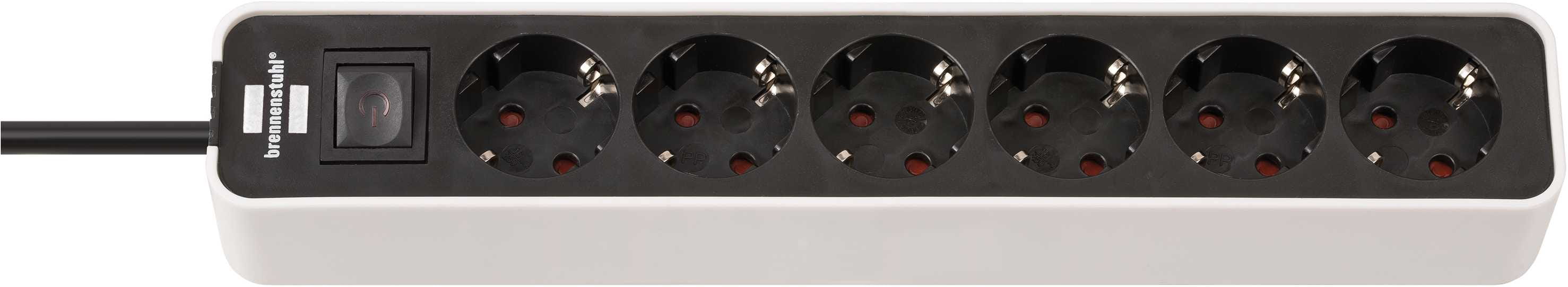 Brennenstuhl 1153260020, 1,5 m, IP20, Schwarz, Weiß, 6 AC-Ausgänge, 350 mm, 70 mm