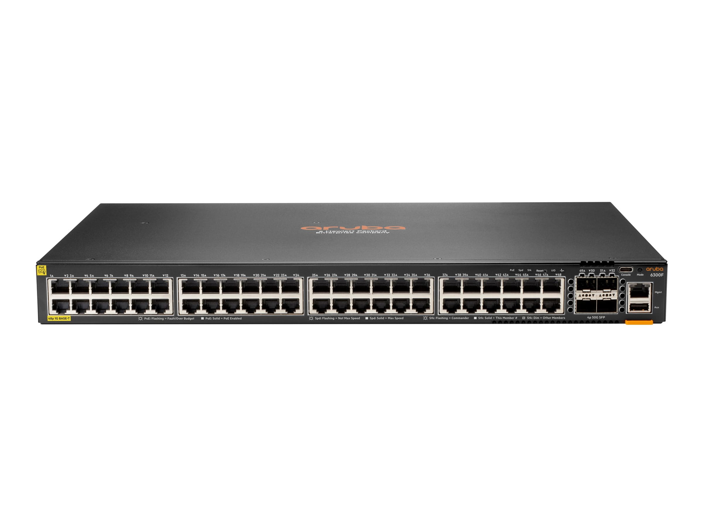 HPE Aruba Networking CX 6300F - Switch - nur horizontale Oberflächenmontage - L3 - managed - 48 x 10/100/1000 (PoE+)