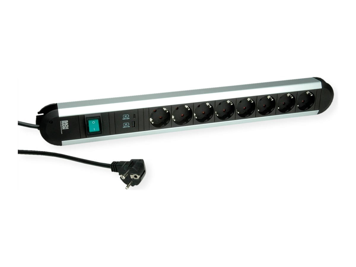 Bachmann PRIMO - Steckdosenleiste - Eingabe, Eingang power CEE 7/7 - Ausgangsanschlüsse: 8 (8 x CEE 7/3, USB, USB-C)