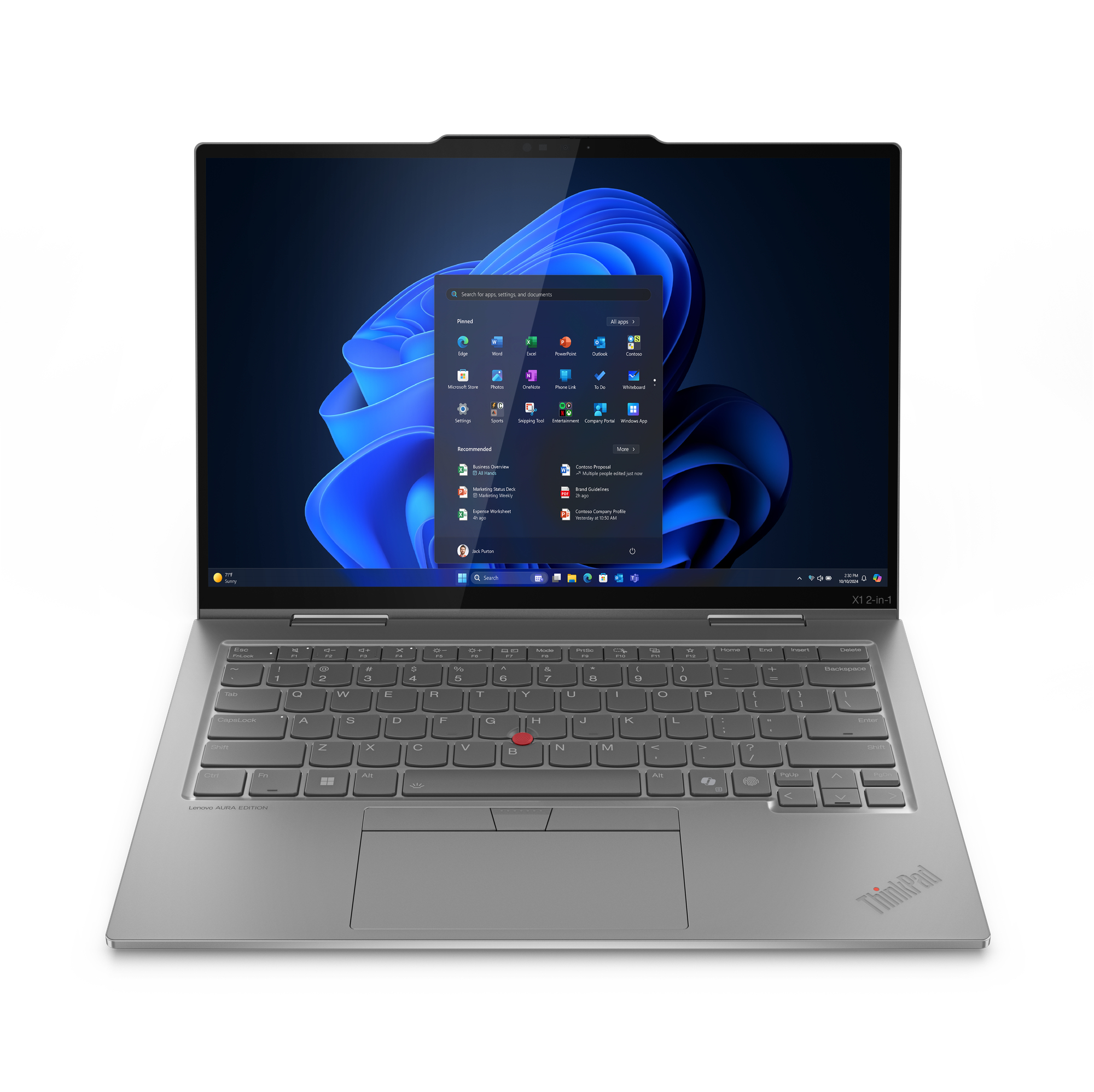 Lenovo ThinkPad X1 2-in-1 Gen 10 21Q0 - Flip-Design - Intel Core Ultra 7 265U - Intel Evo vPro Enterprise Platform - Win 11 Pro - Intel Graphics - 64 GB RAM - 2 TB SSD TCG Opal Encryption 2, NVMe - 35.6 cm (14")