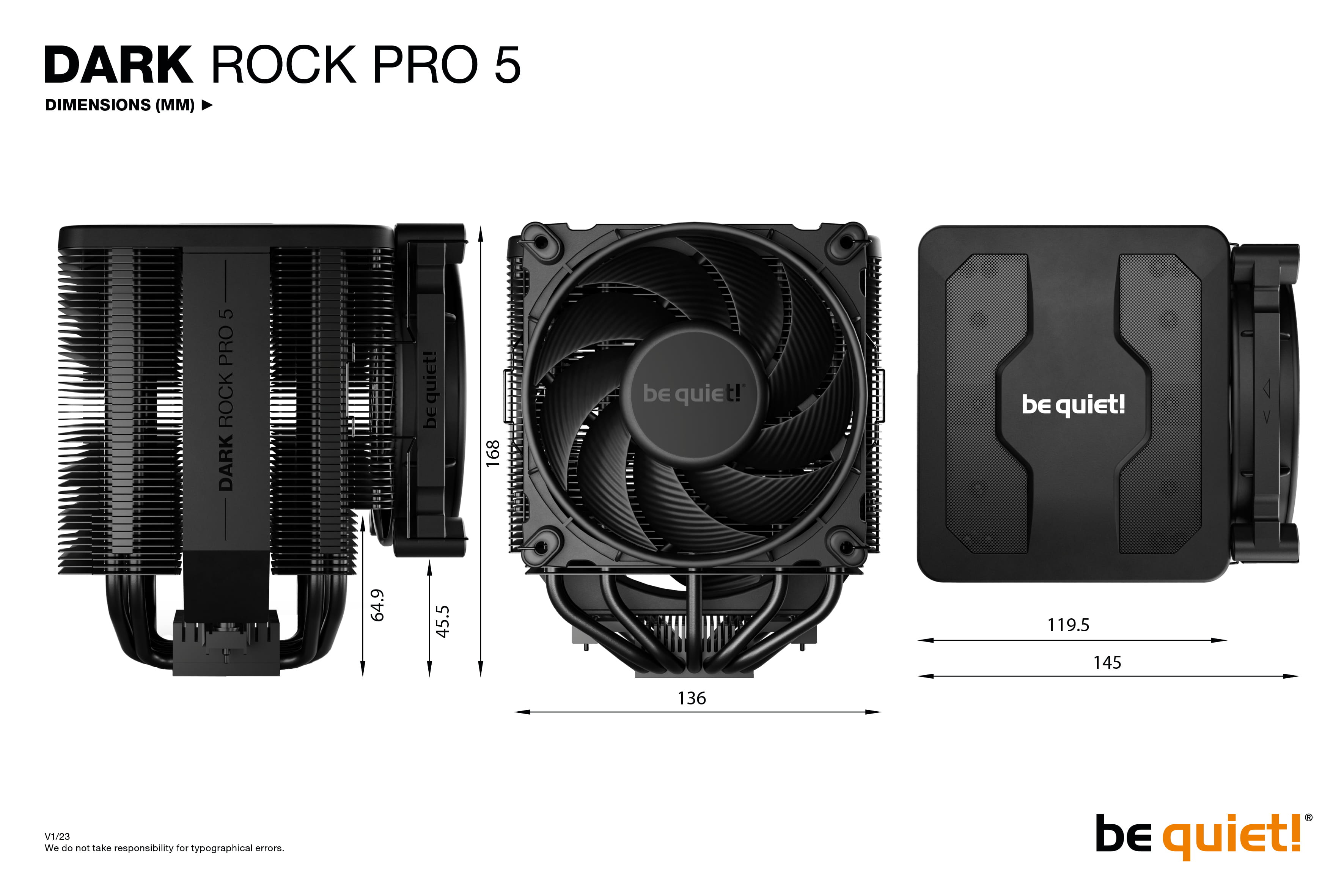 Be Quiet! Dark Rock PRO 5 - Prozessor-Luftkühler - (für: LGA1150, LGA1151, LGA1155, LGA1200, LGA1700, AM4, AM5)