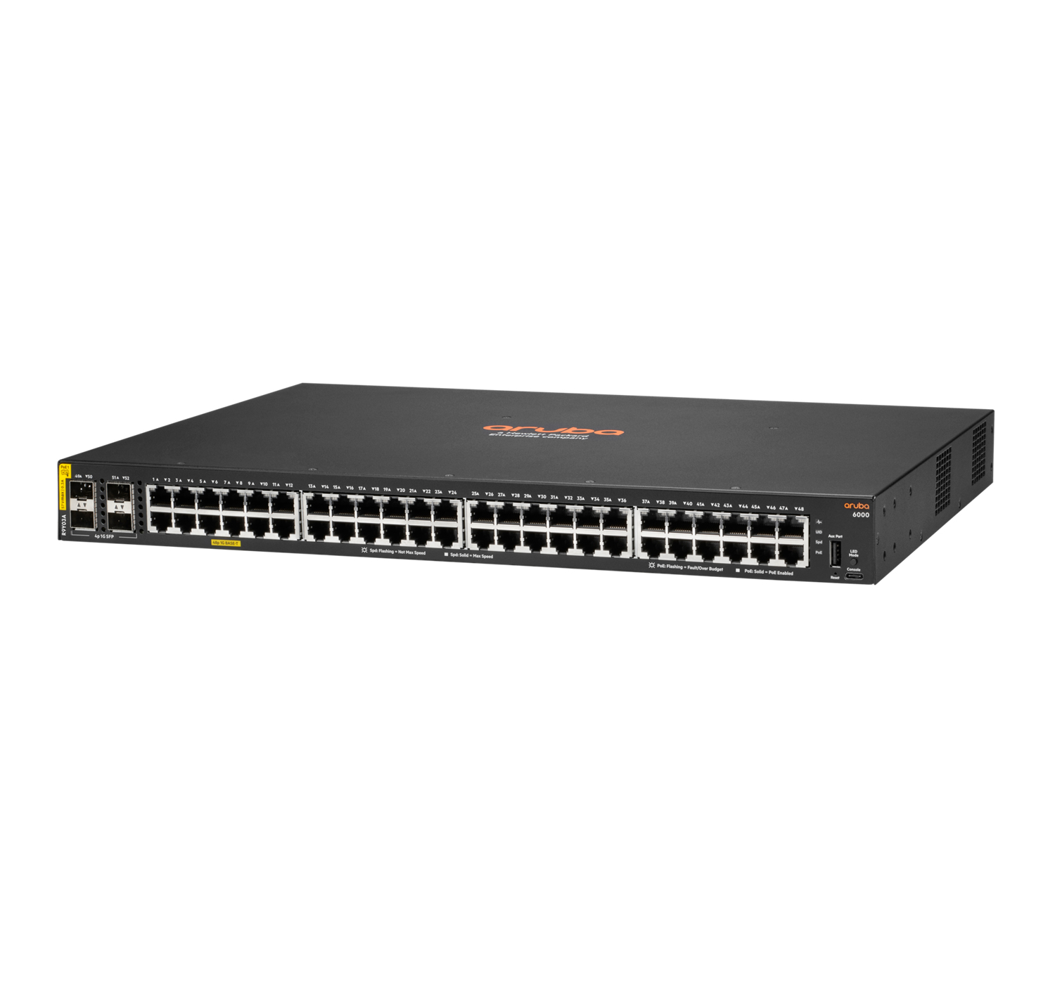 HPE Aruba Networking CX 6000 48G Class4 PoE 4SFP 740W Switch - Switch - L3 - managed - 48 x 10/100/1000 (PoE+)