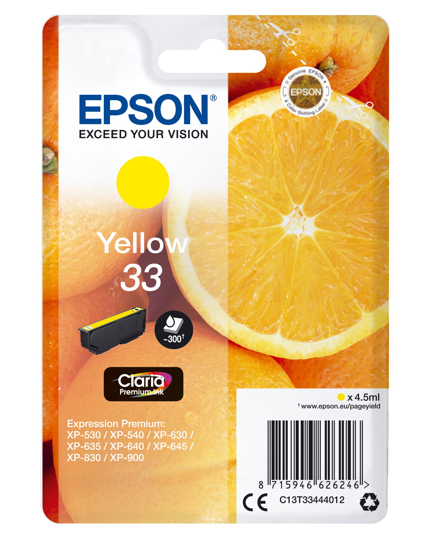 Epson 33 - 4.5 ml - Gelb - original - Blisterverpackung