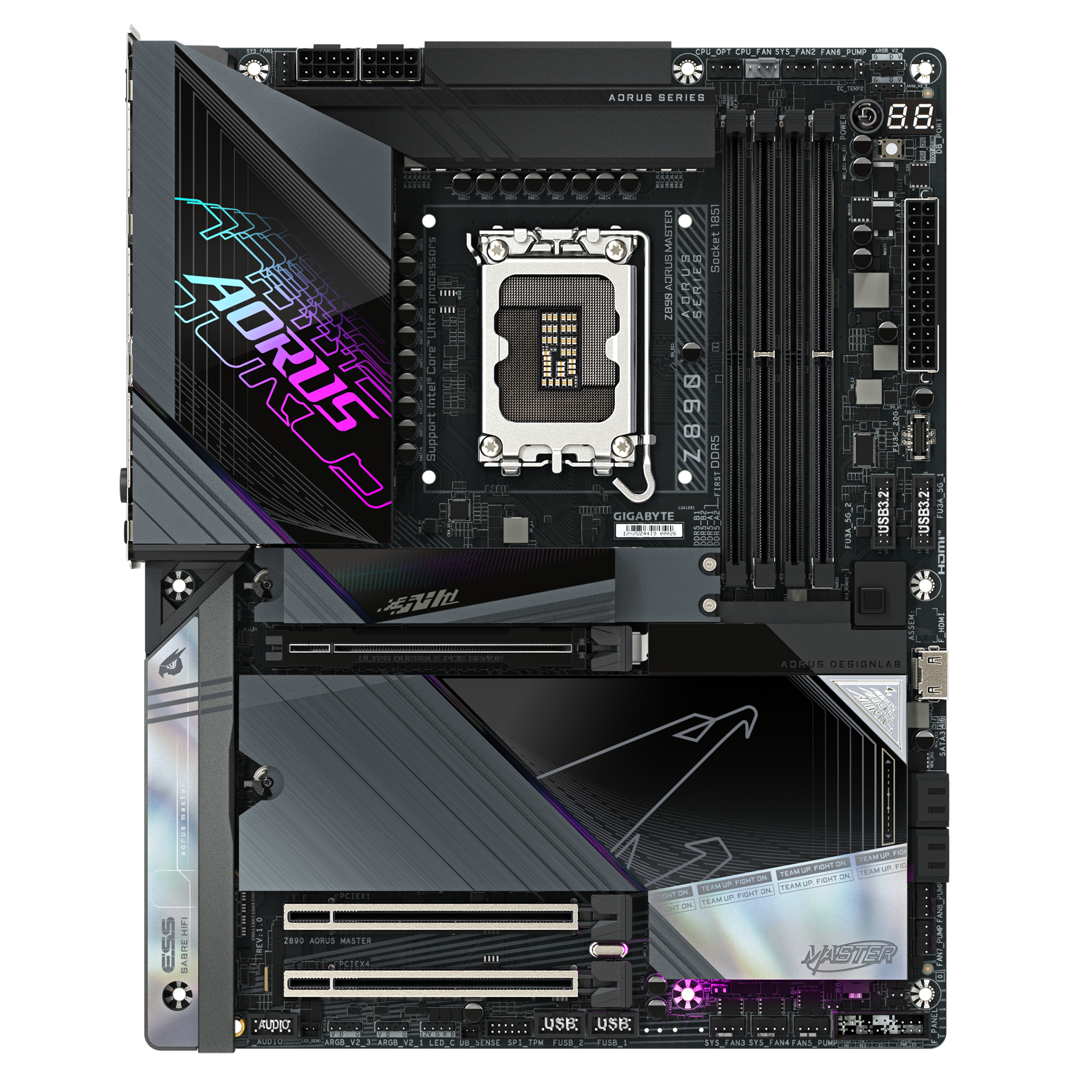 Gigabyte AORUS Z890 MASTER - Motherboard - ATX - LGA1851-Sockel - Z890 Chipsatz - USB-C 3.2 Gen 2x2, USB 3.2 Gen 1, USB 3.2 Gen 2, USB4 - 10 Gigabit LAN, Bluetooth, Wi-Fi 7 - Onboard-Grafik (CPU erforderlich)