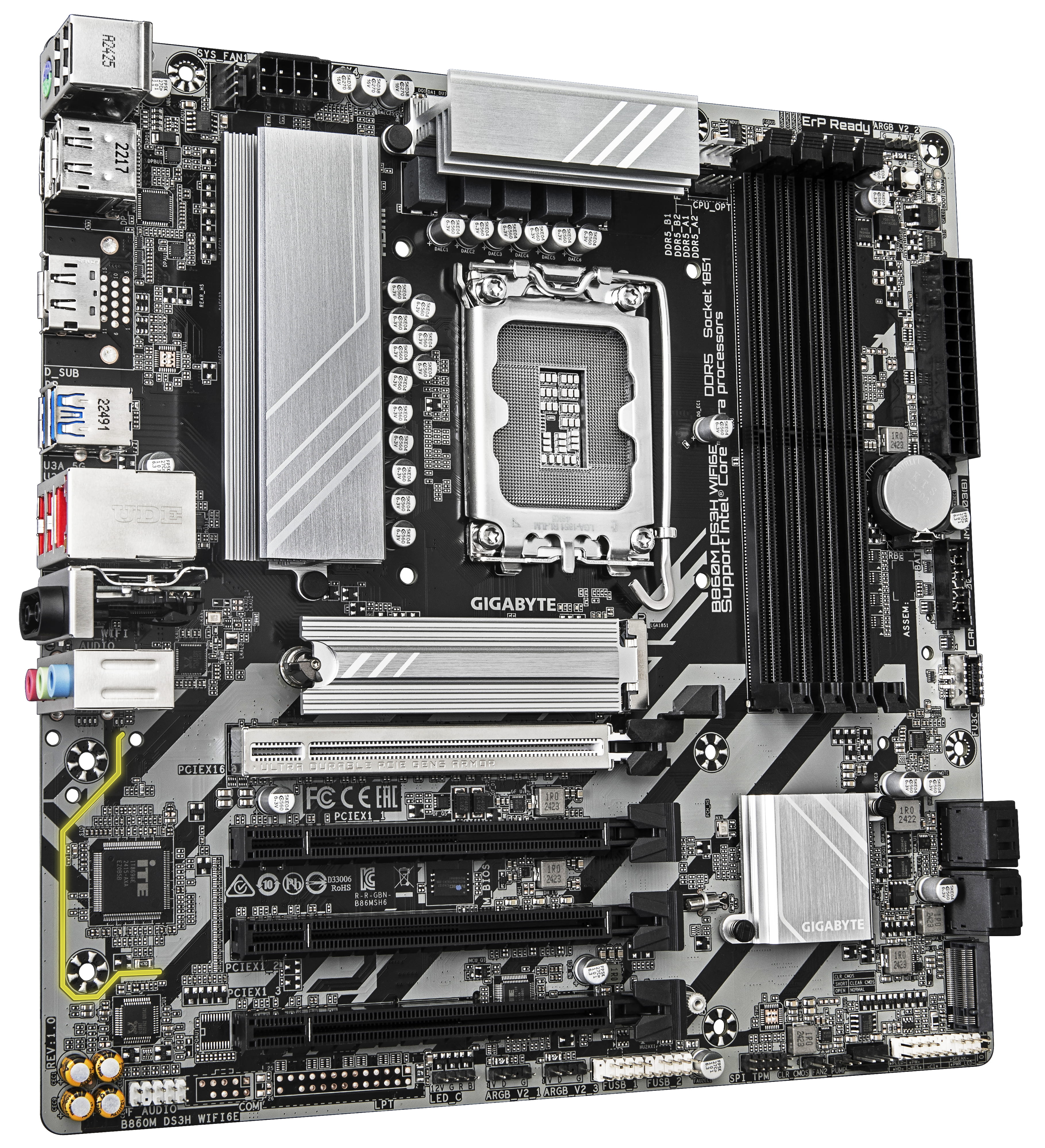 Gigabyte B860M DS3H WIFI6E - Motherboard - micro ATX - LGA1851-Sockel - B860M Chipsatz - USB-C 3.2 Gen 1, USB 3.2 Gen 2, USB 3.2 Gen 1 - Bluetooth, Wi-Fi 6E, 2.5 Gigabit LAN - Onboard-Grafik (CPU erforderlich)