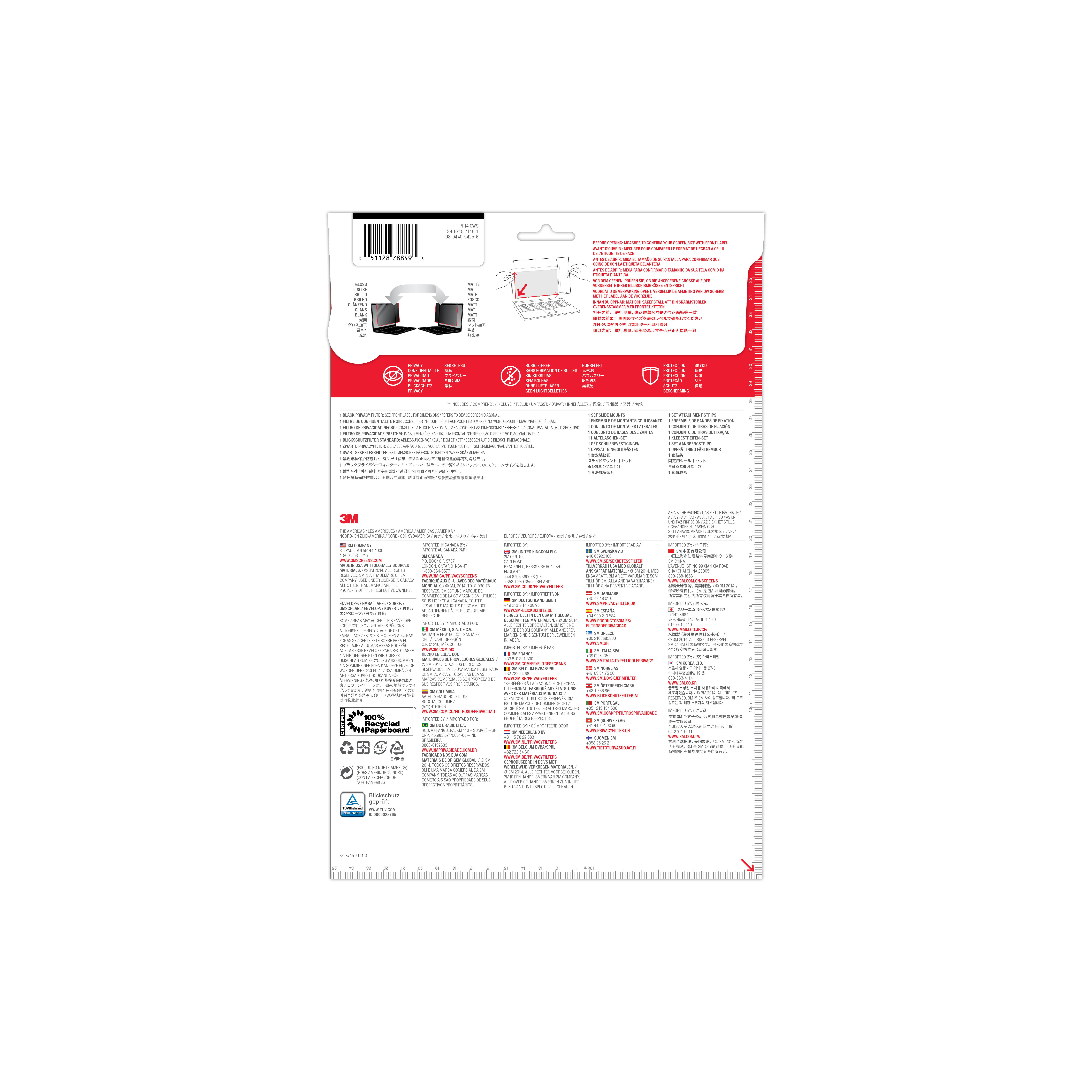 3M Blickschutzfilter - Blickschutzfilter für Notebook - 35.6 cm (14")